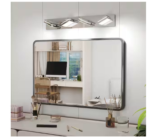 Sunpez 30 in. 4-Light Chrome LED Bathroom Vanity Light Dimmable Wall Fixture