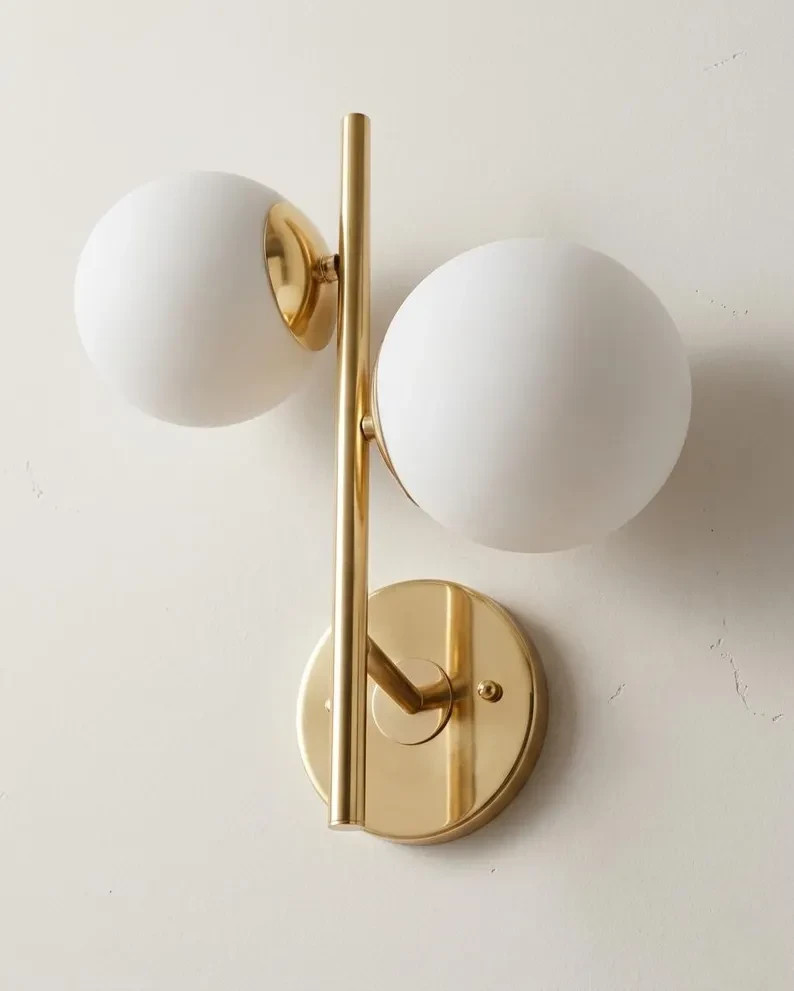 Handmade Italian Brass Wall Sconce Handmade Glass Globe Wall Lamps