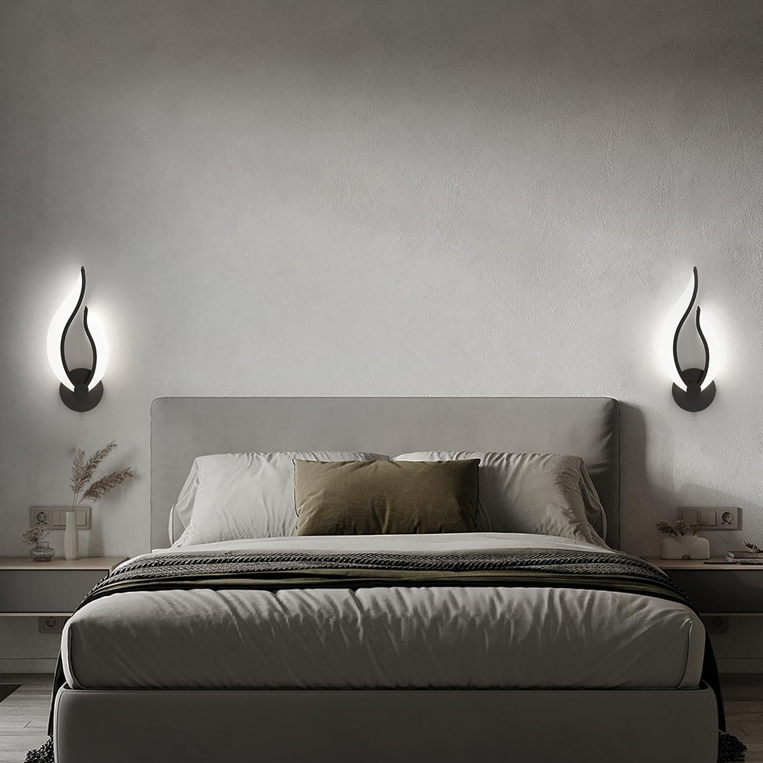 Hard-Wired 2-Pack Modern Indoor Wall Sconce 10W LED Black Dimmable Wall Sconce S