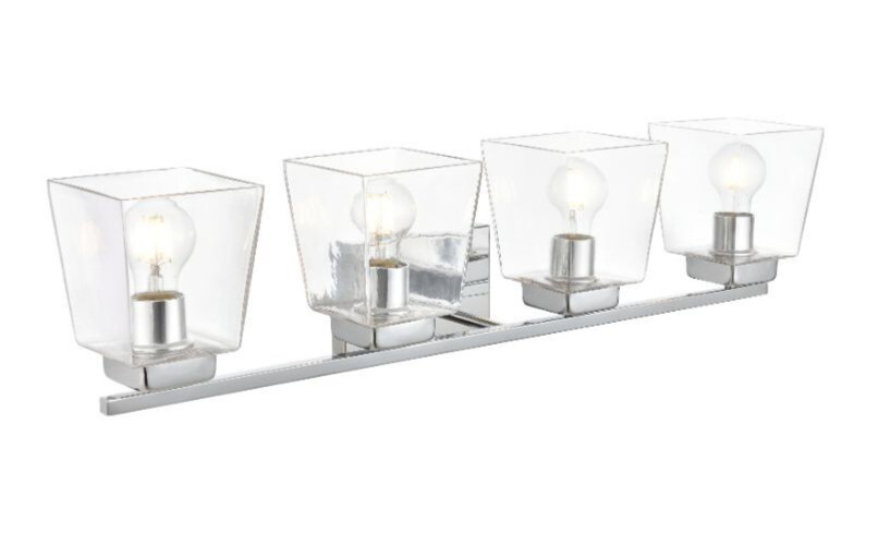 Wall Sconce Light Fixture Chrome Bathroom Bedroom Dining Room Glass Shades 32″
