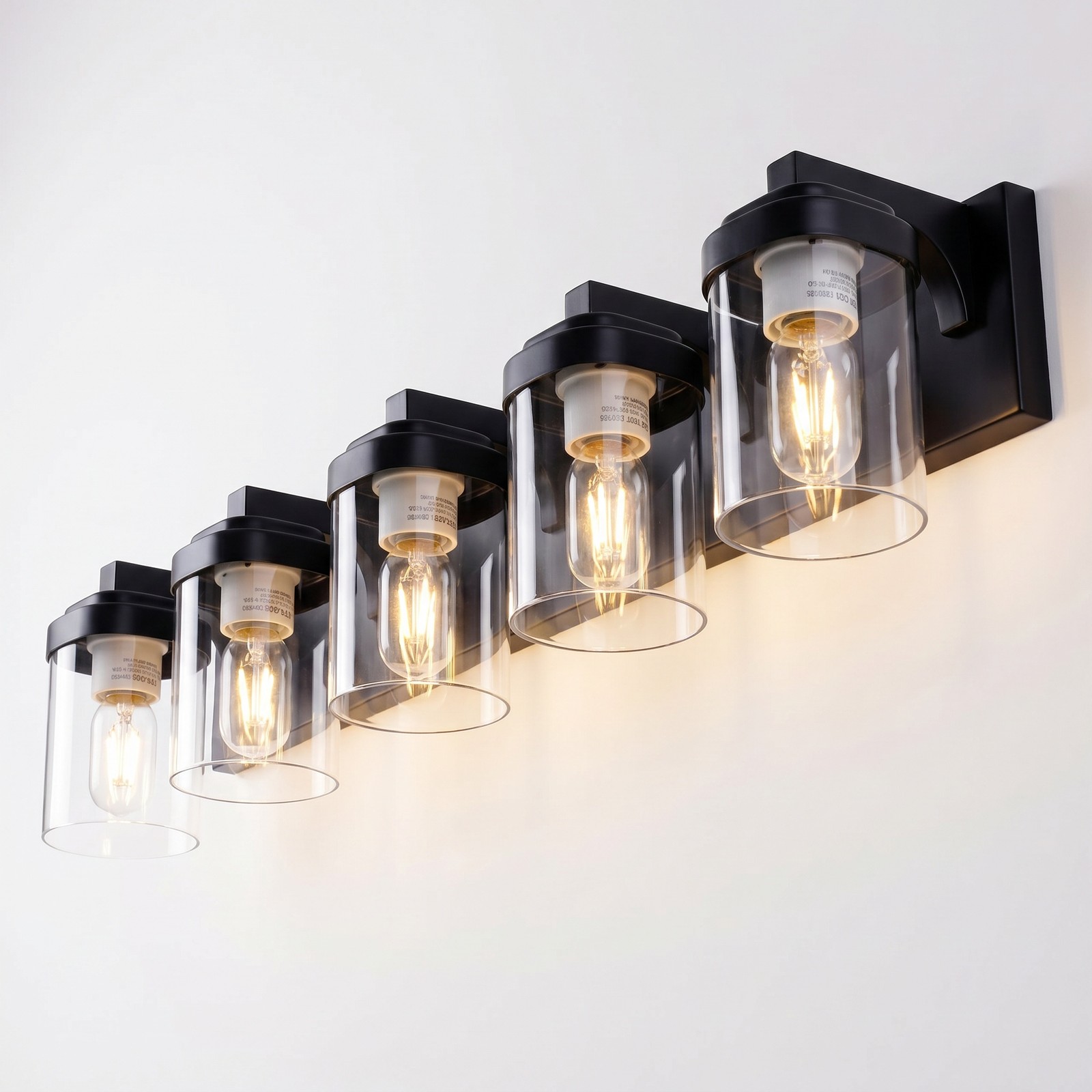 31» Vanity 5 Light LED Square Glass for Bathroom Over Mirror Wall Black Fixture