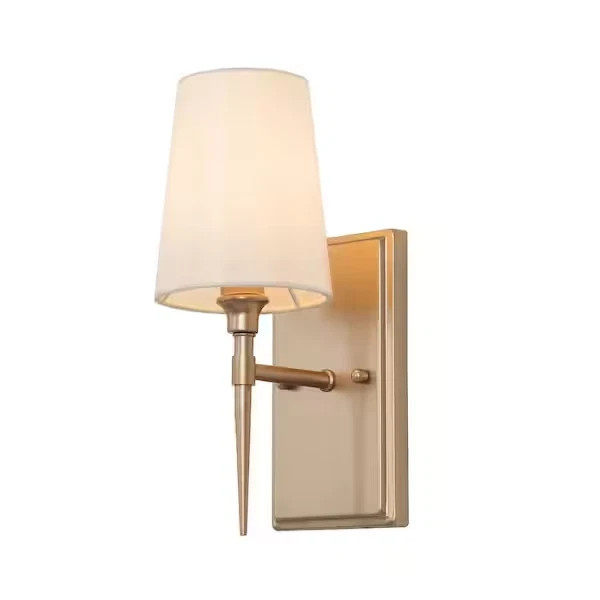 LNC 1-Light Gold 4.7 in. W Wall Sconce Wall Light with Bell Fabric Shade A04033