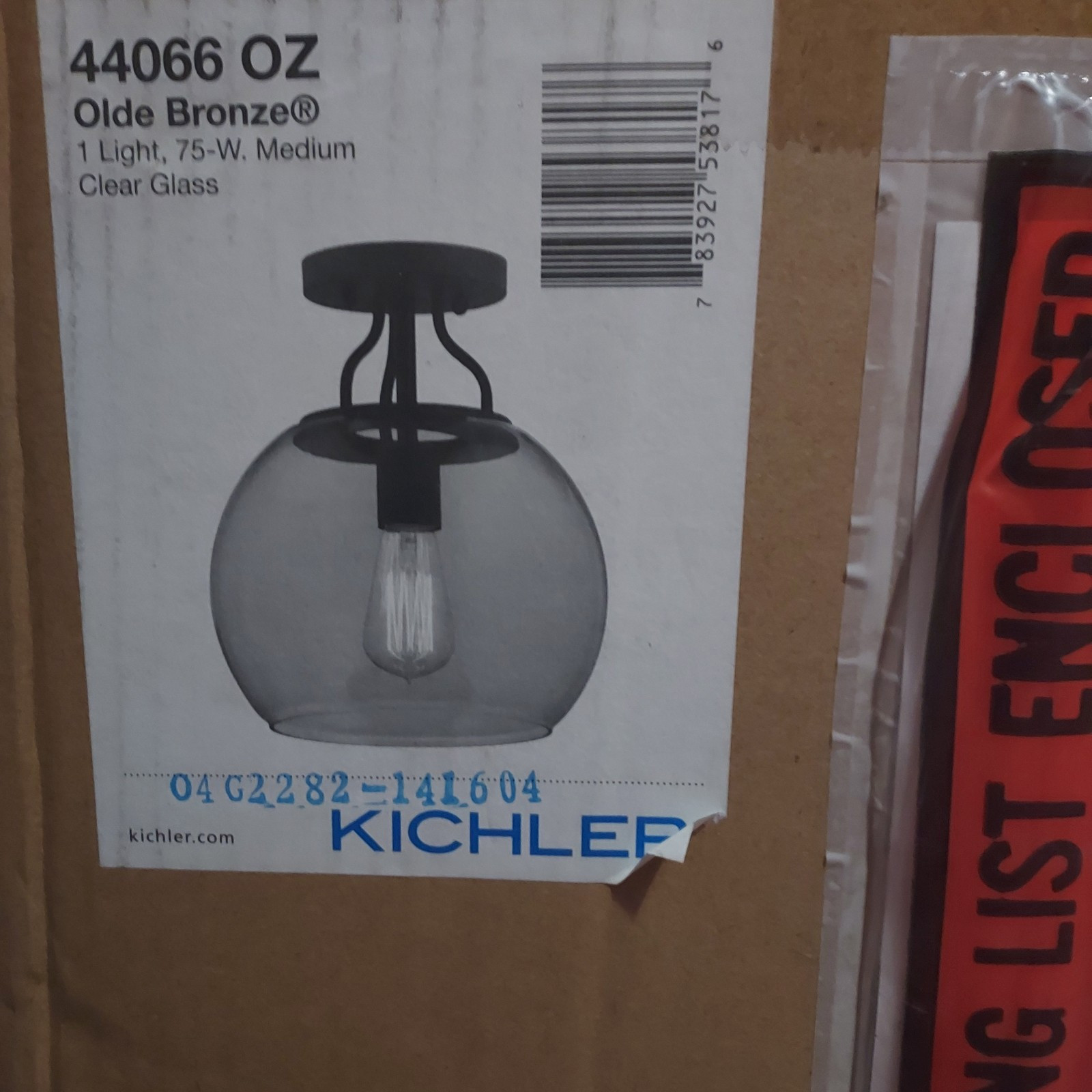 Kichler Lighting 44066OZ Semi Flush Mount Ceiling Light Round Globe Glass Bronze
