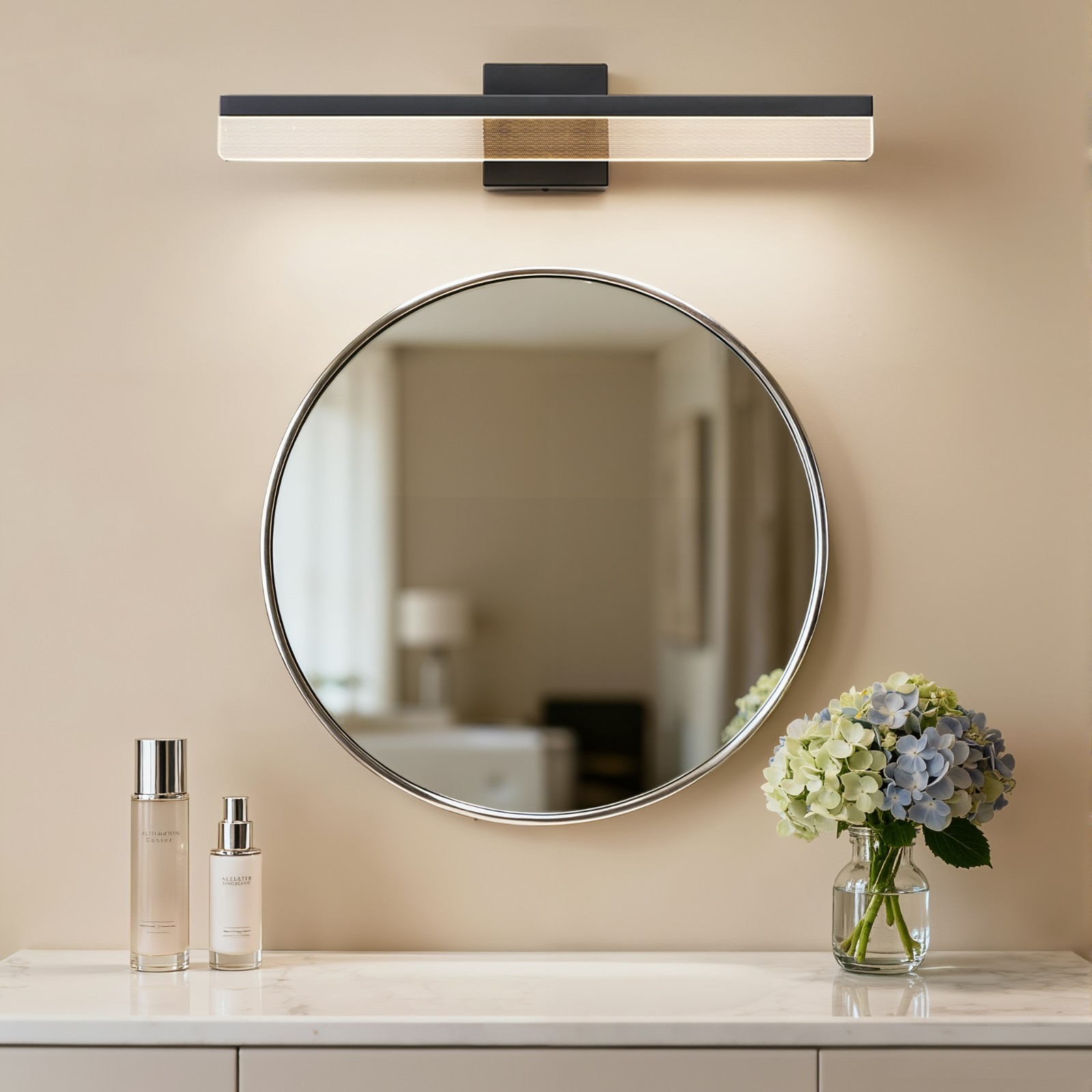 EDISHINE 24in Recessed Style Sconce in Satin Black, Dimmable, Adjustable