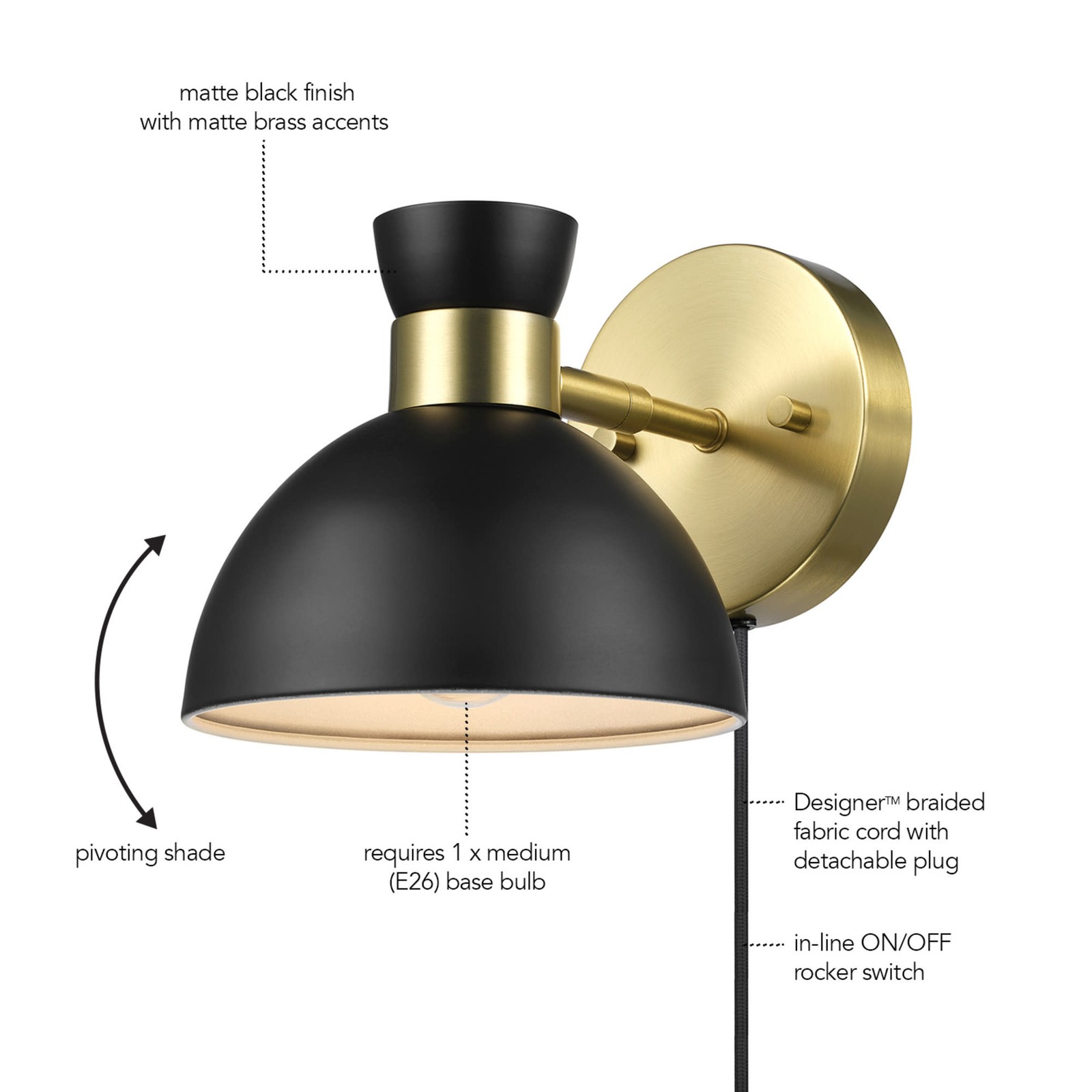 Globe Electric 91009605 Alice 7″ Tall Wall Sconce – Matte