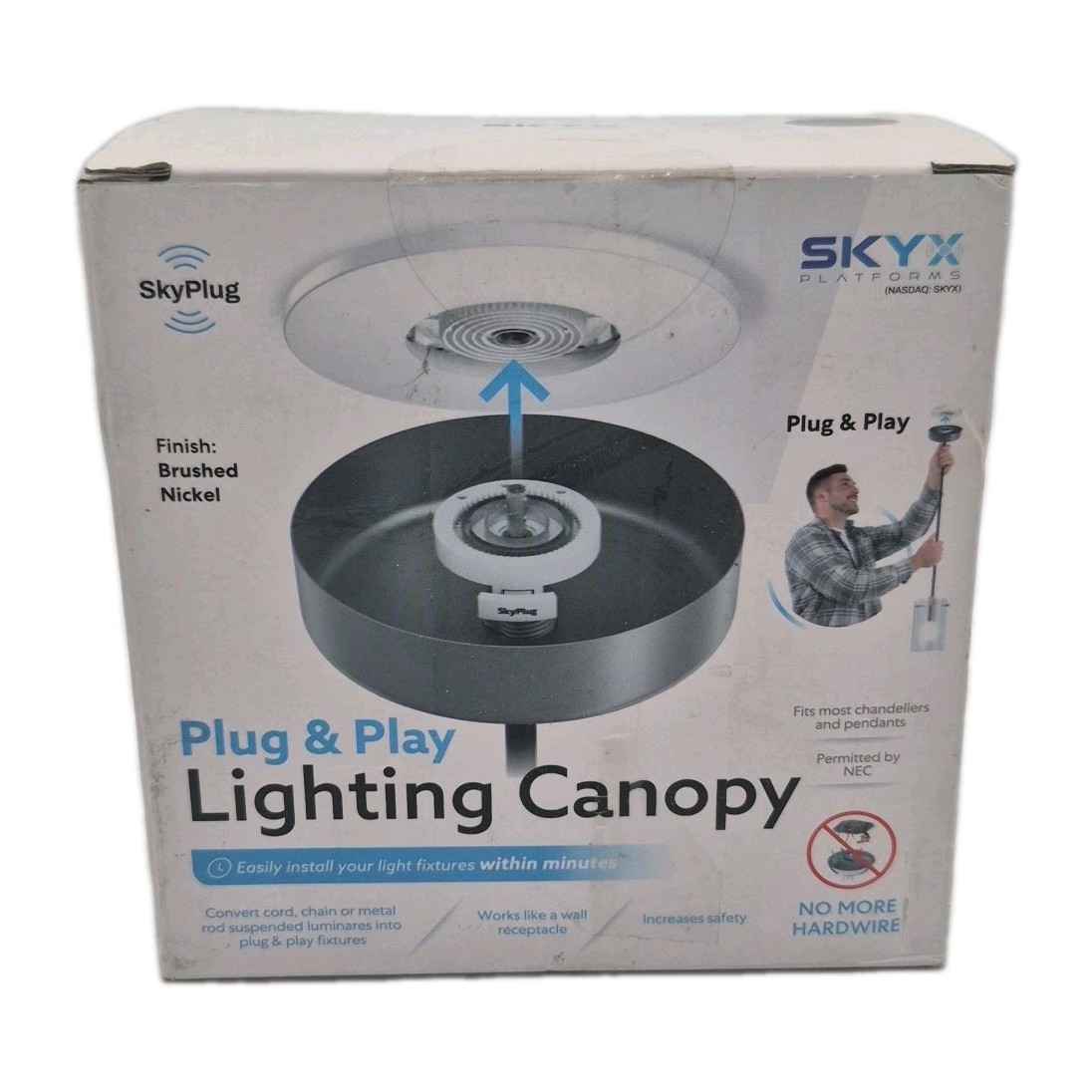 SkyPlug 5 in. Brushed Nickel Plug and Play Lighting Base – Carina