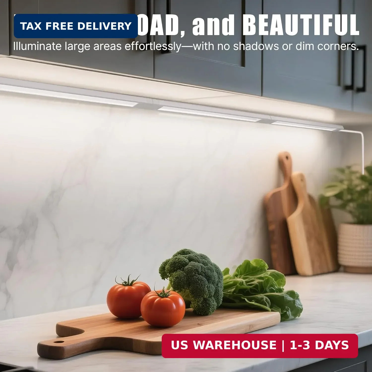 3 Pack Plug in Under Cabinet Lighting for Kitchen, 6500k Bright Under Counter Li