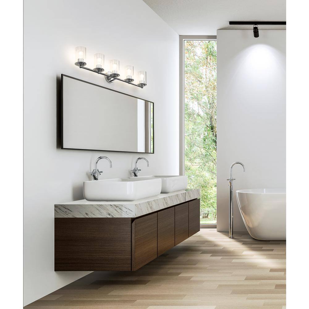 Unbranded Thayer 39 in. 5-Light Chrome Vanity Light w/ Clear Glass Shade