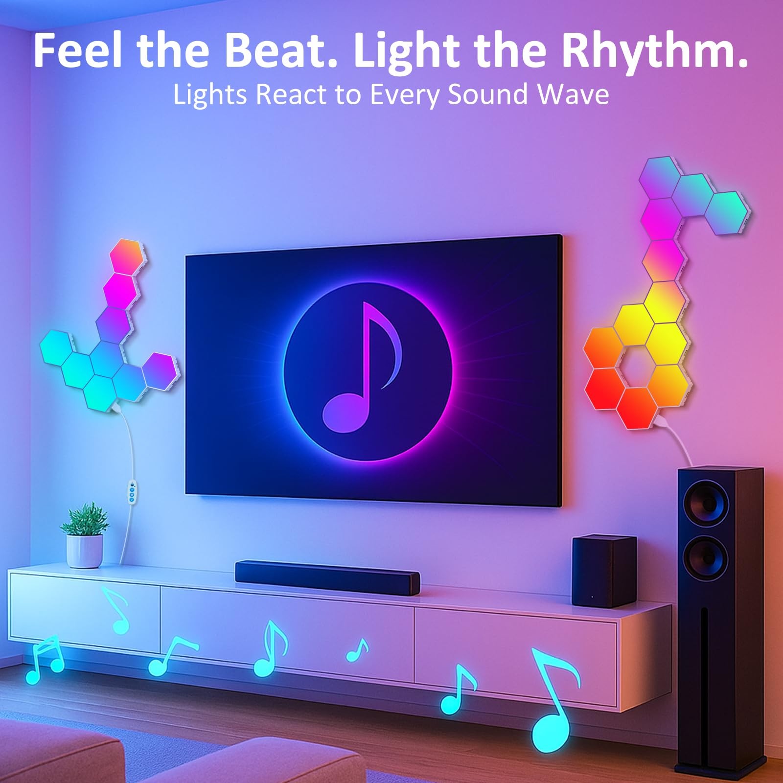 Hexagon LED Light Panels 8 Pack – Smart RGB Wall Lights with APP & Remote Con…