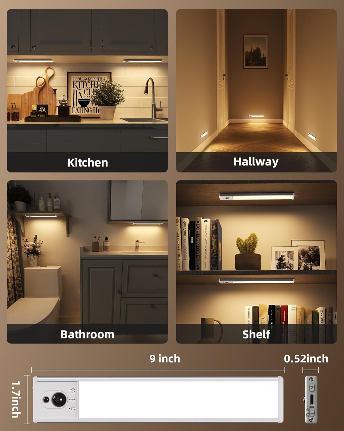 Energy Efficient LED Under Cabinet Lighting with Timer and Remote Control