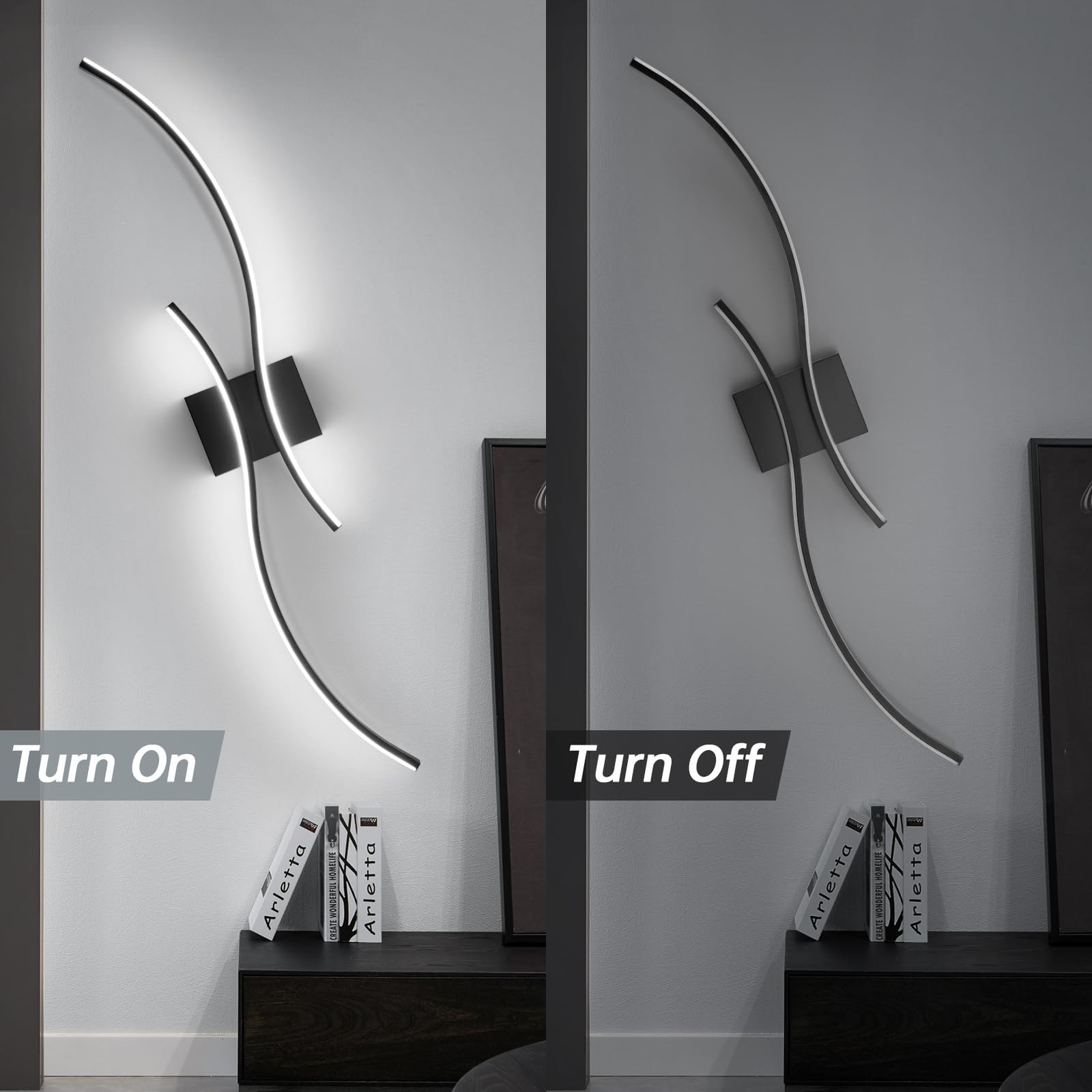 CANEOE Modern Led Wall Light, 39inch 1 Pack, Hard-Wired, Black, 6000K,1 Pack