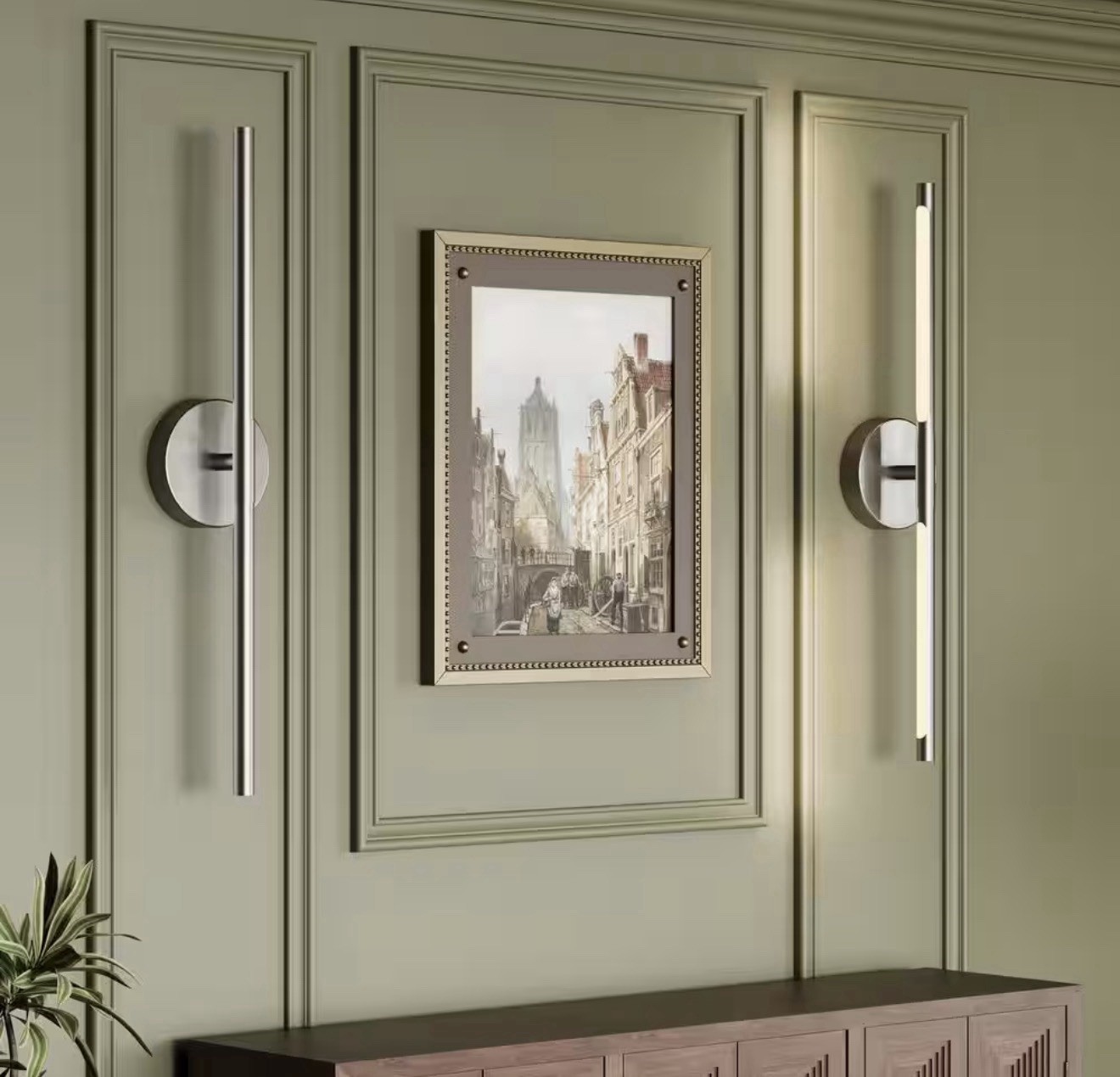 Morauroral 24in LED Wall Sconce 7105-24-SN-2P Rechargeable Dimmable Remote
