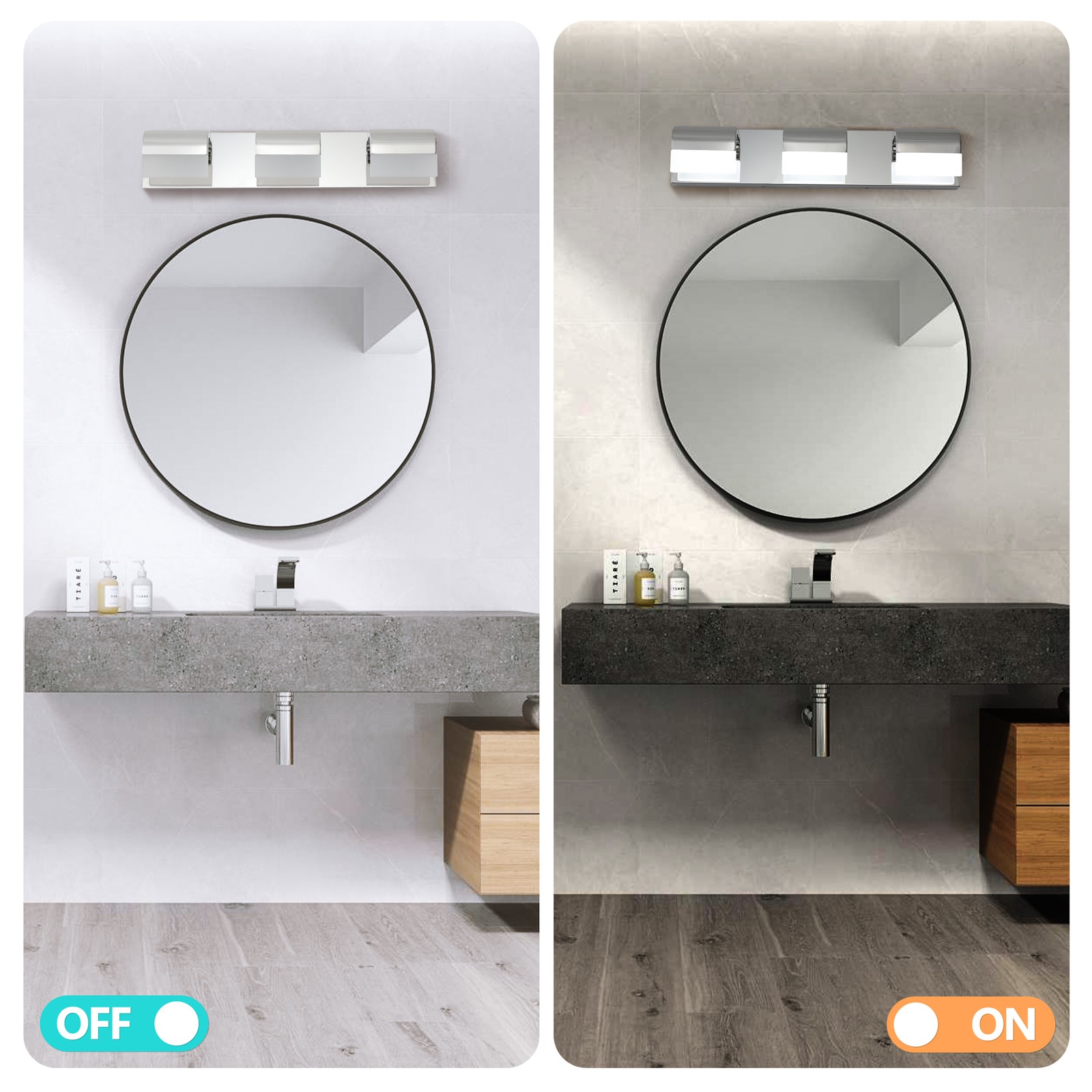 LED 22» Vanity 3 Light Polished Chrome for Bathroom Mirror Wall Lamp Fixture UL