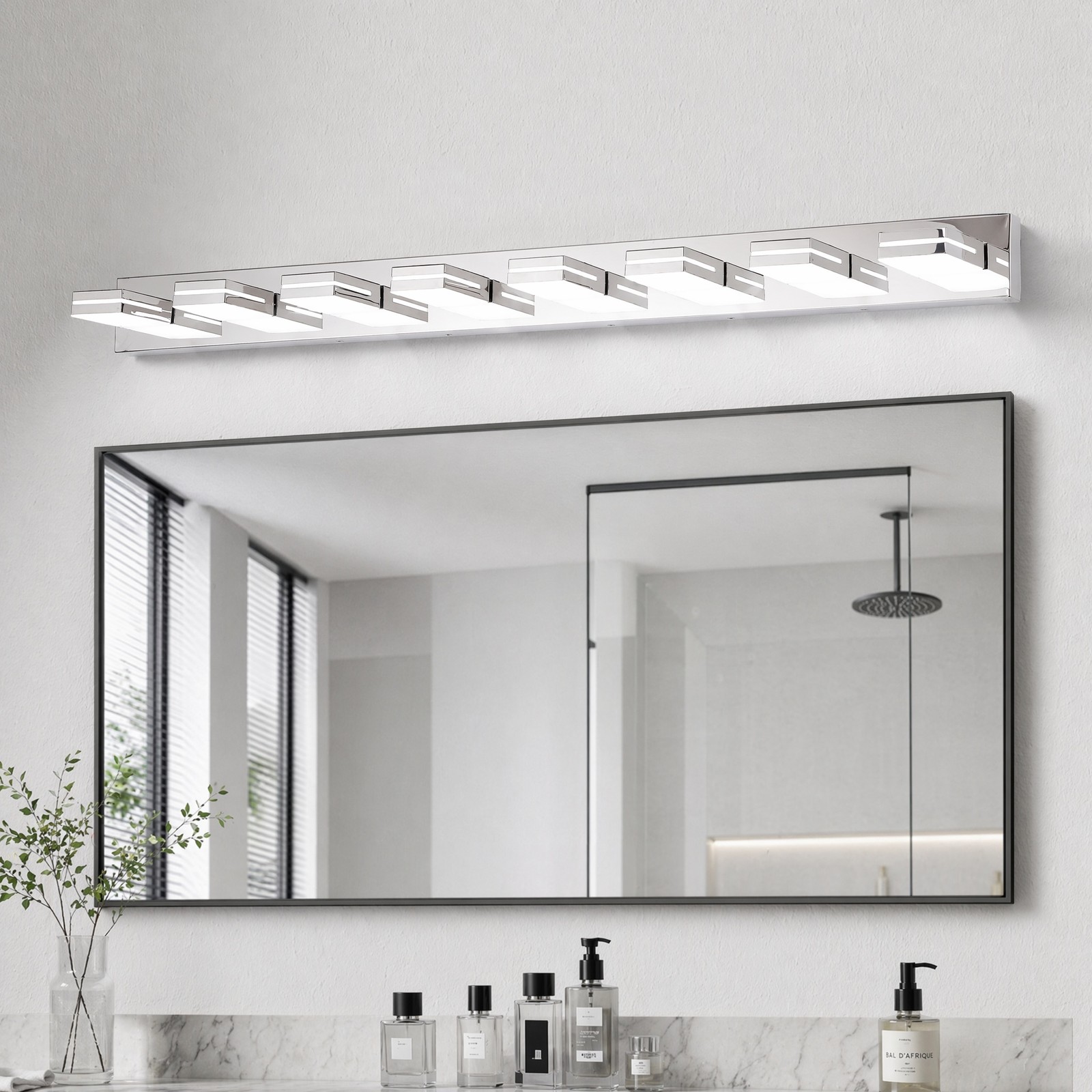 63 inch 8 Lights Modern Chrome Vanity Light Bathroom Mirror Wall Sconce Fixture