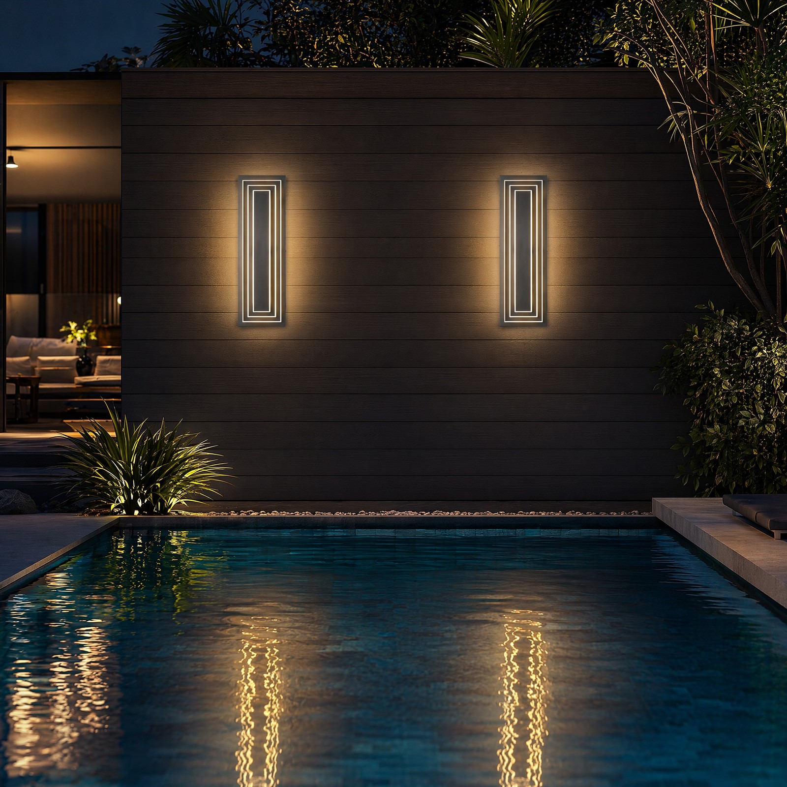 2 Pack 24″ Modern Outdoor LED Wall Light Exterior Sconce Porch 3-Tier Fixture