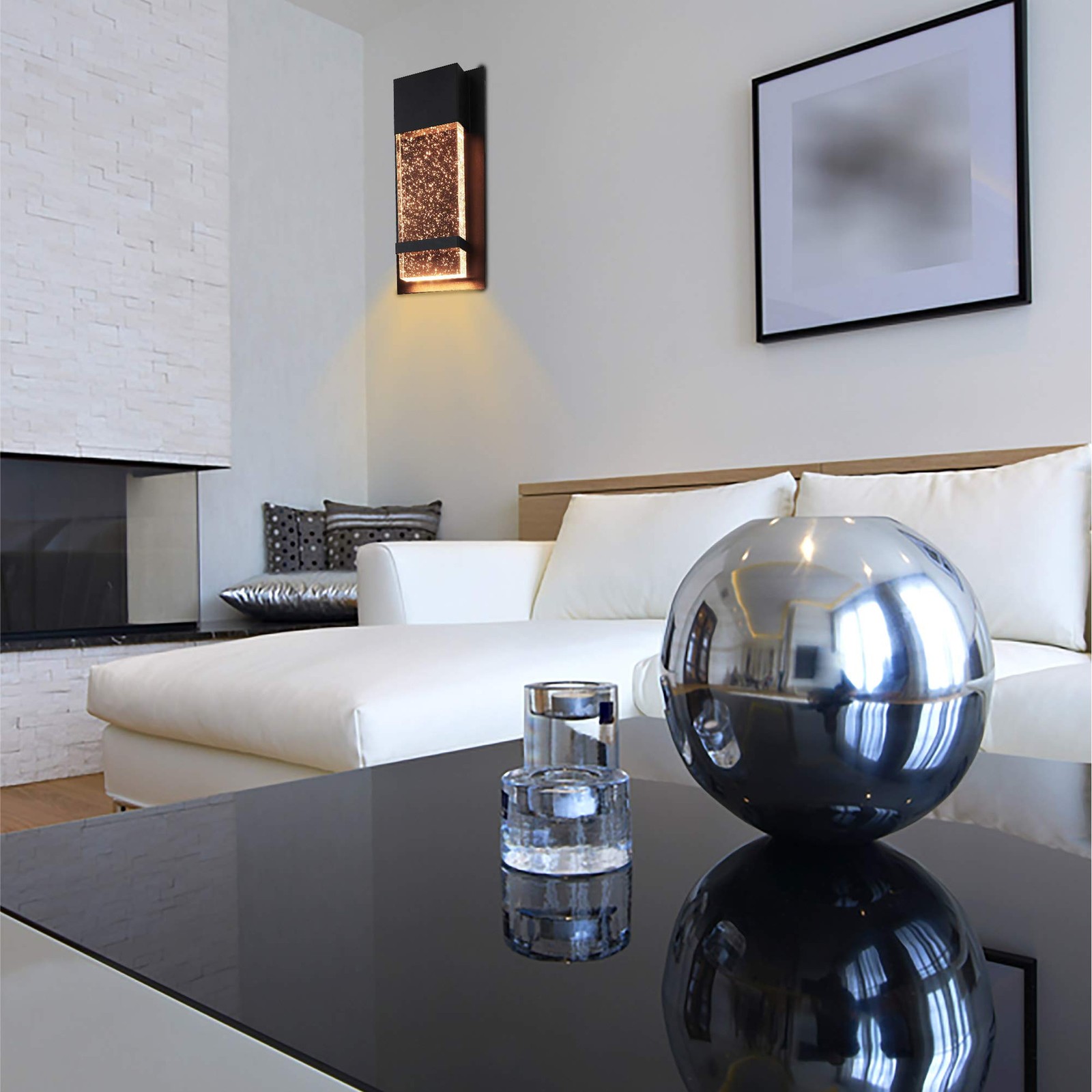 Ciata Wall Sconce Integrated LED Reflects Warm White Lighting Through Bubble