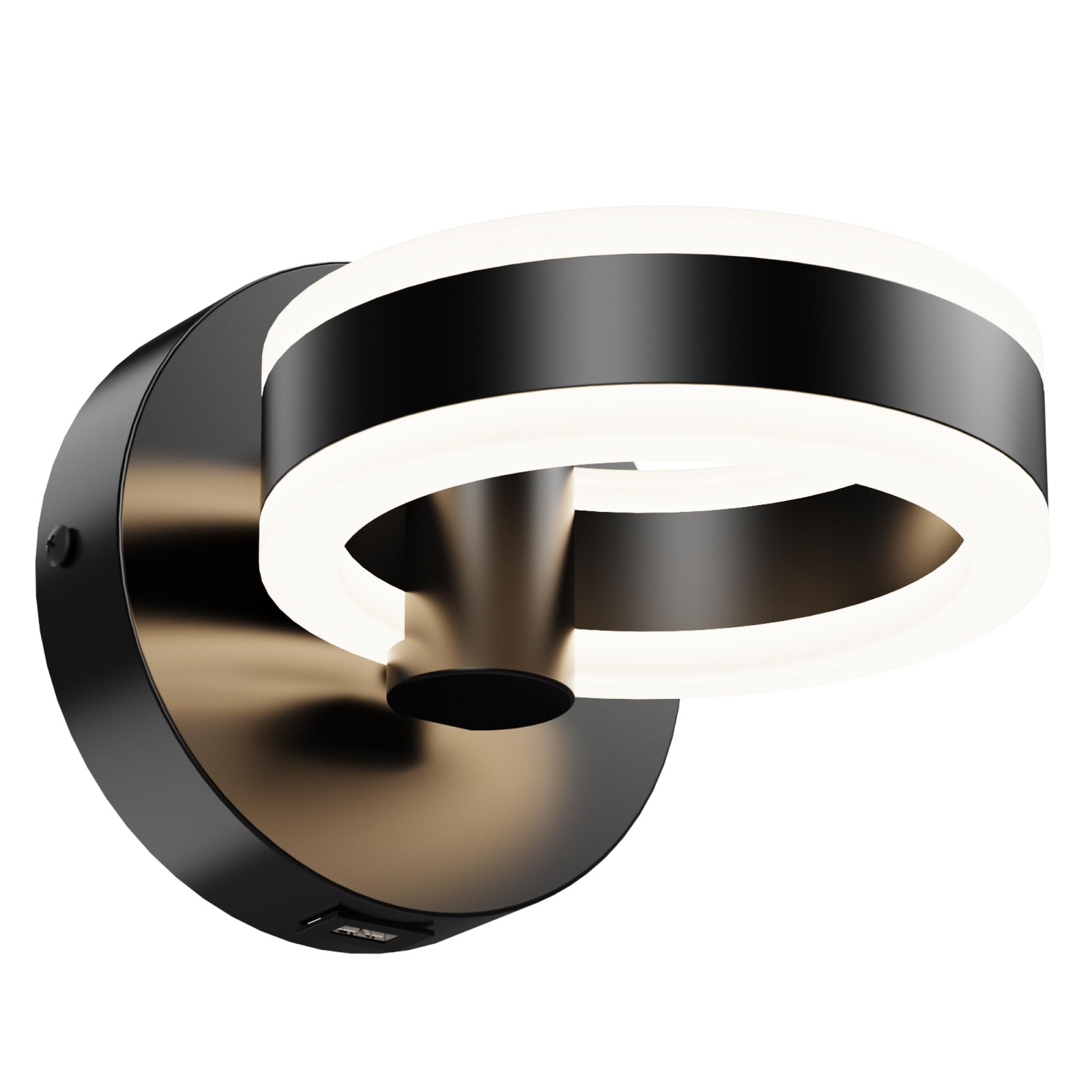 Matte Black LED Wall Sconce Light Fixture With USB Charging Port On/Off Lamp
