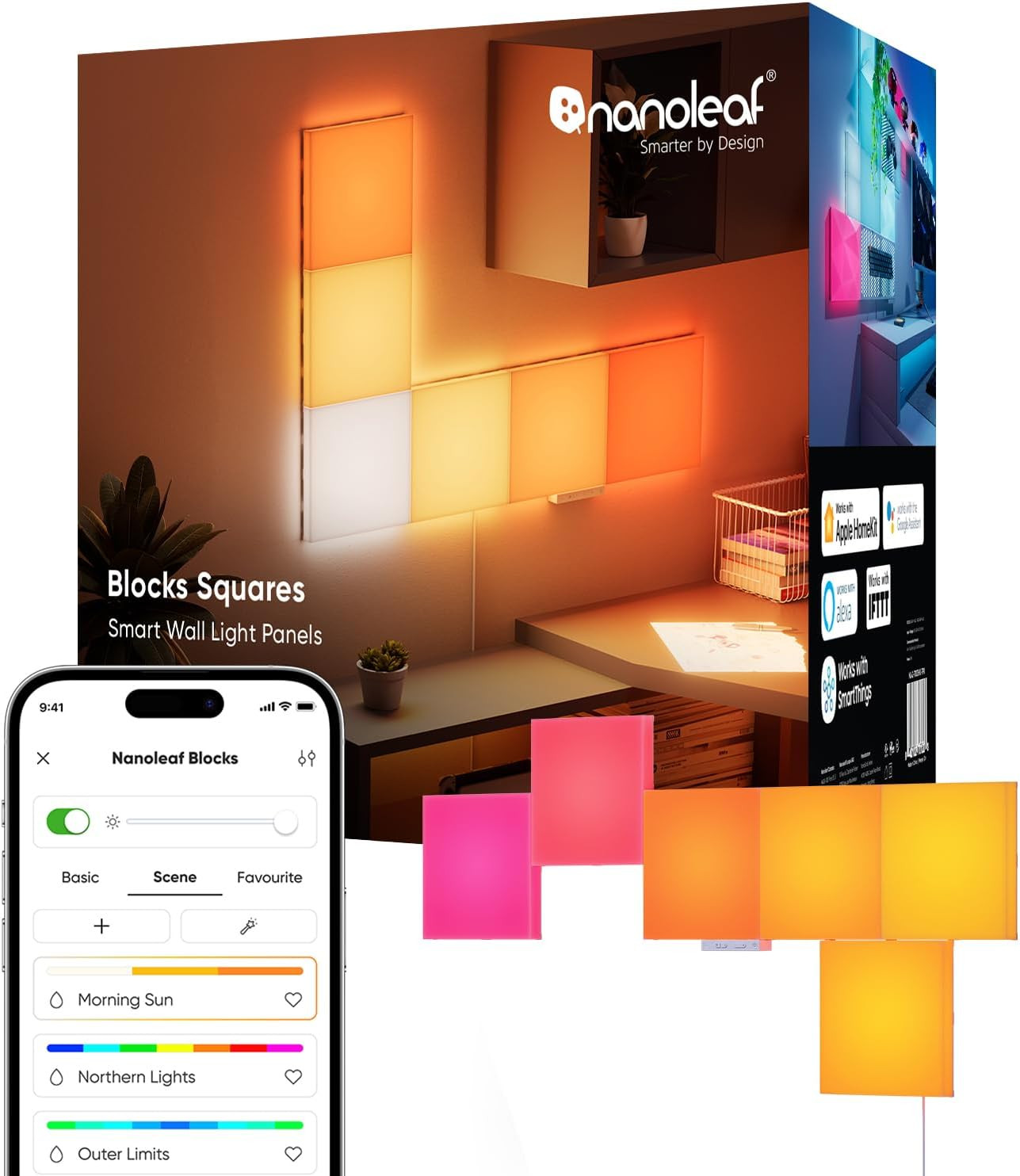 Smart LED Light Panels 6 Pack, Blocks Squares Wall Lights with Music Sync, Wifi