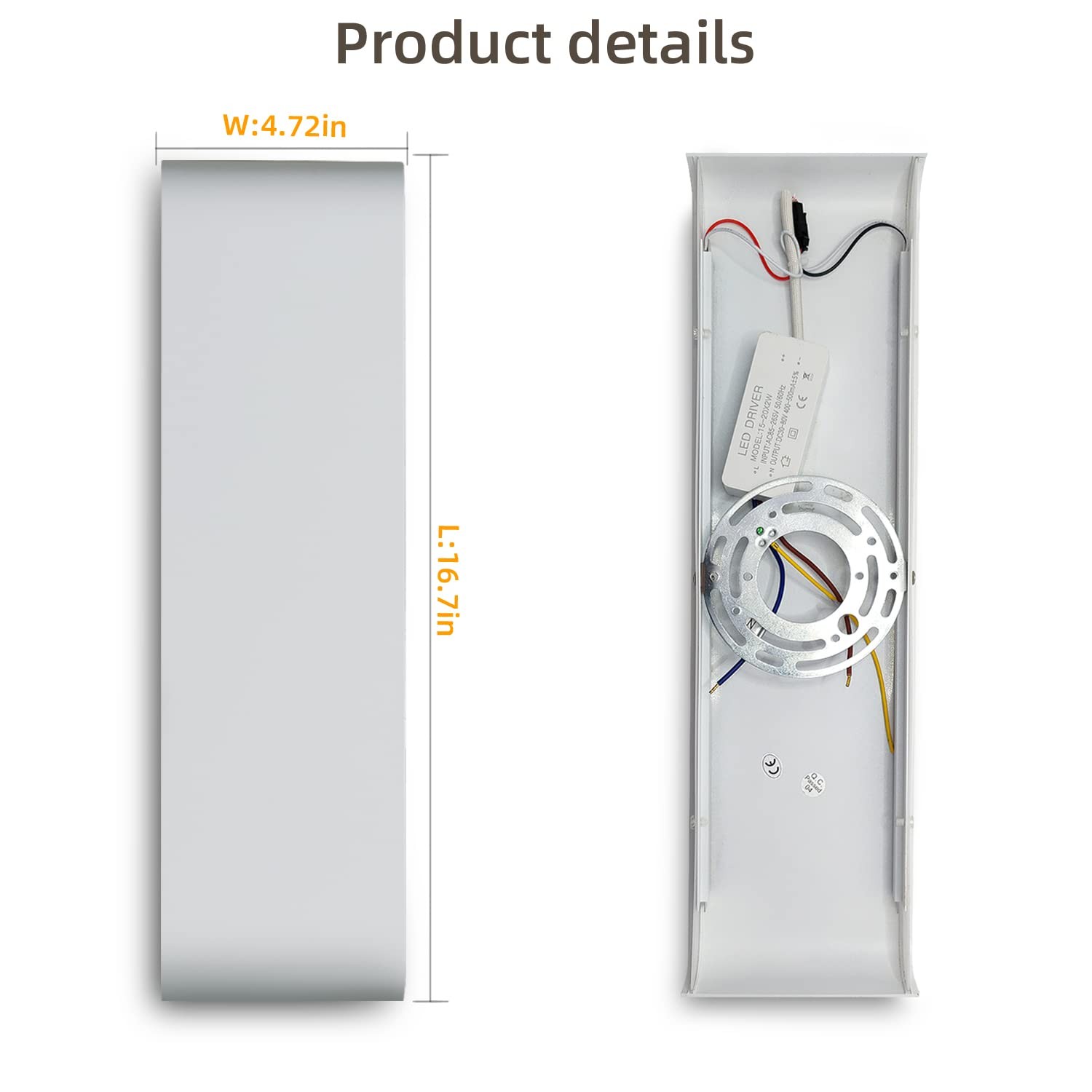 2 PCS 15.7 Inch 16W 3000K White Modern LED Wall Sconce Vanity Light Fixture