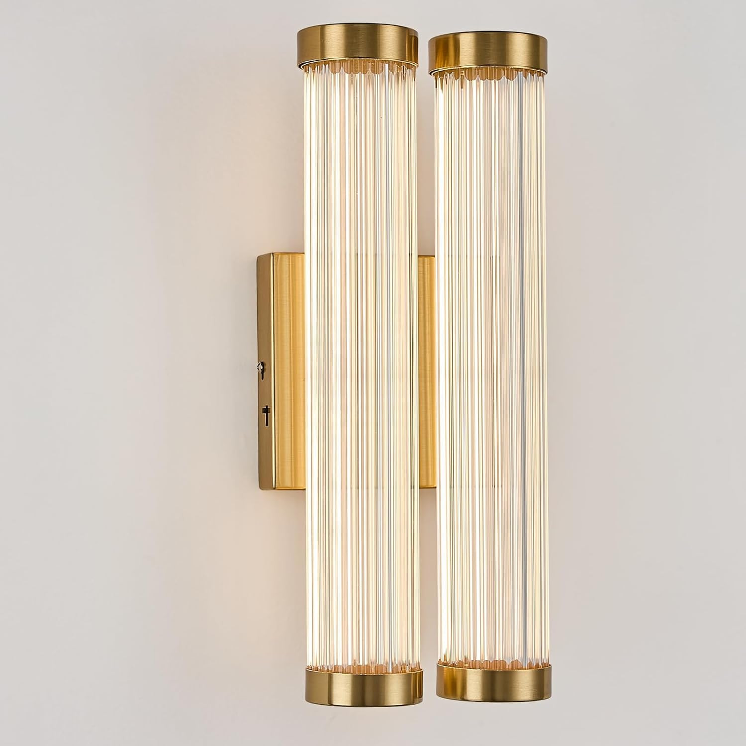 Gold Modern Glass LED Wall Sconce, Dimmable 3CCT Lighting for Home Decor