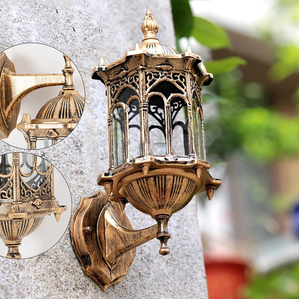 Retro Wall Light Fixture Aluminum Lantern Outdoor Garden Lamp Exterior Sconce