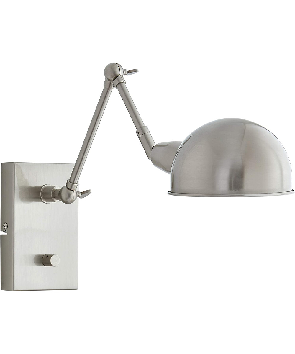 Adesso 12″H Swing Arm LED Pharmacy Wall Lamp Brushed Steel Metal Finish