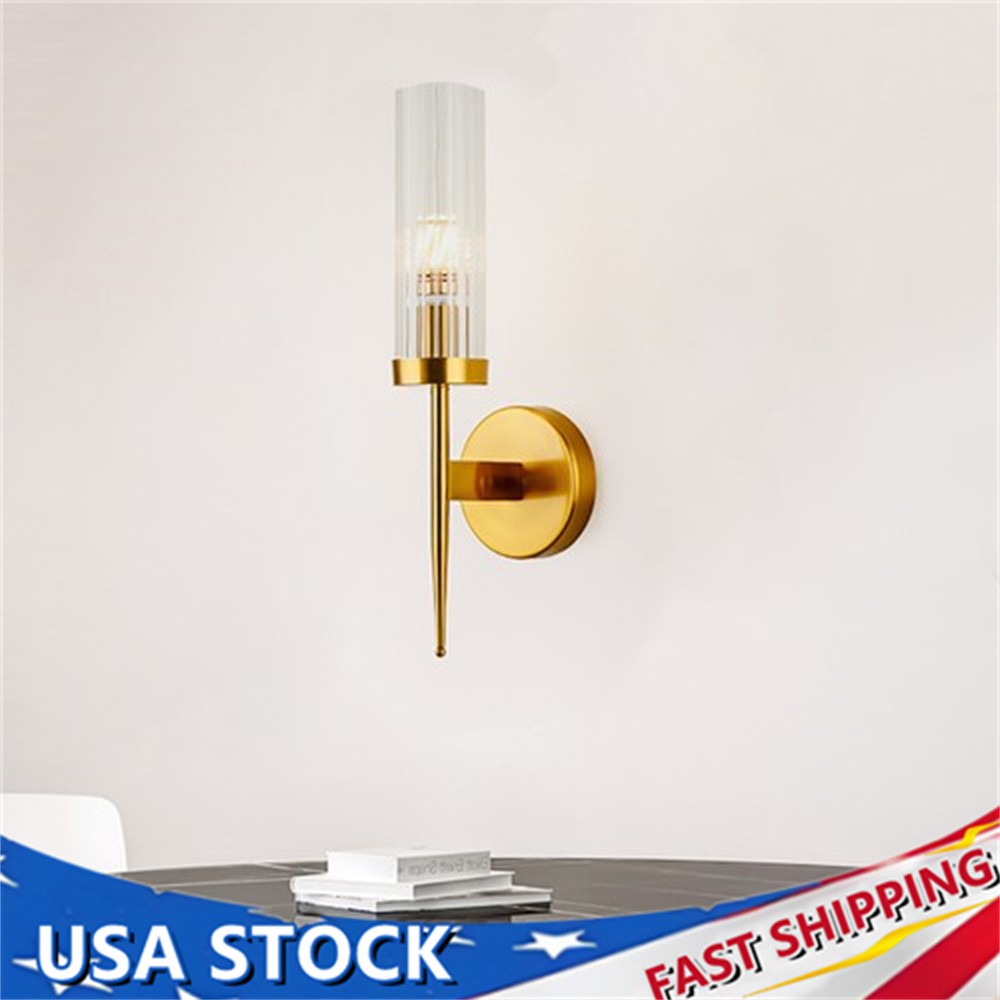 Modern Gold Wall Light Sconce Glass Shade Hallway Bedroom Bathroom Fixtures 110V