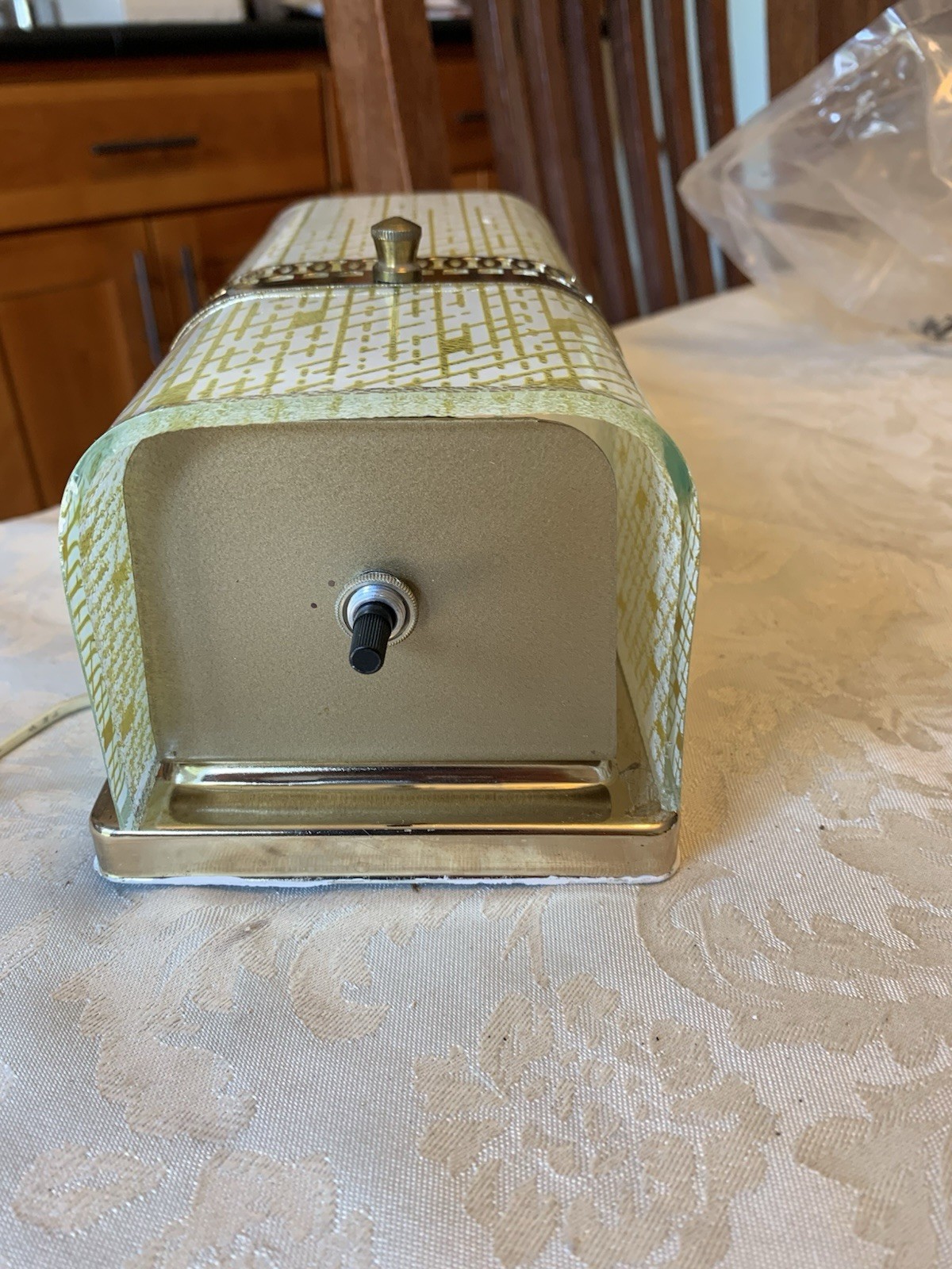 Vintage MCM Gold White Glass Wall Sconce Brass Hardwired Light Fixture