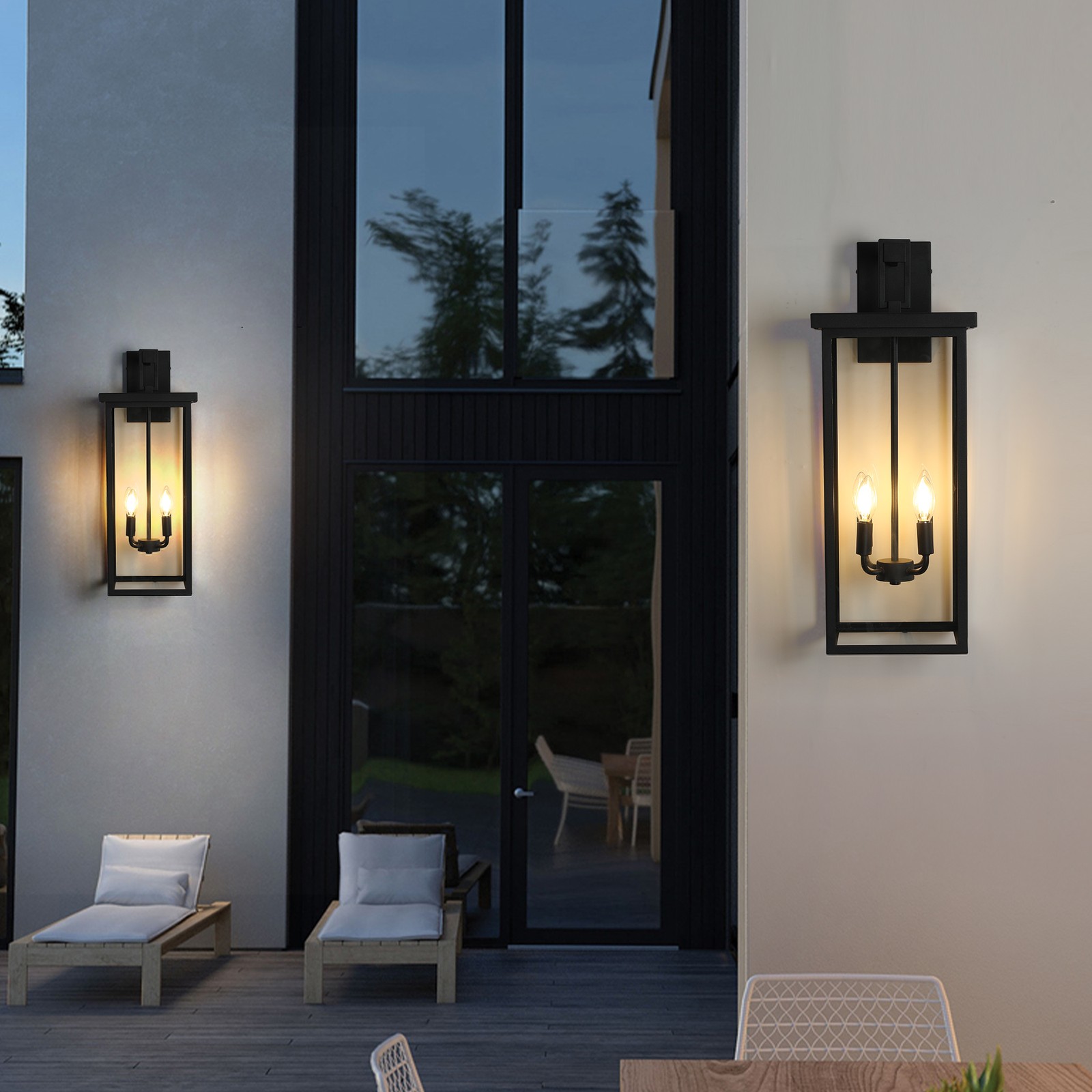 26″ Wall Light Modern Outdoor Black Porch Lamp Garden Sconce Fixture Waterproof