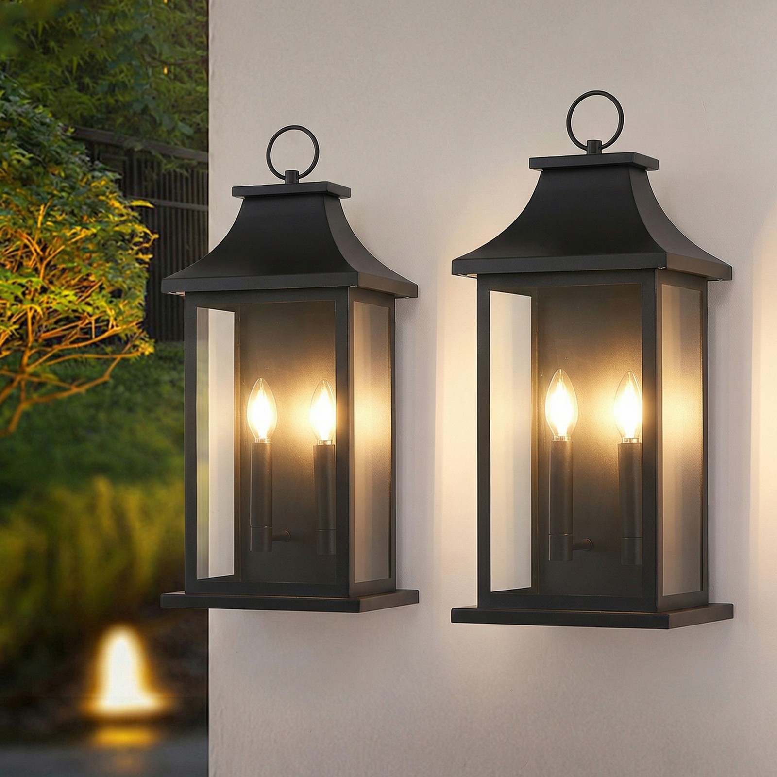2 Pack 22″ Outdoor Wall Light Modern Exterior Sconce Garage Porch Fixture Black