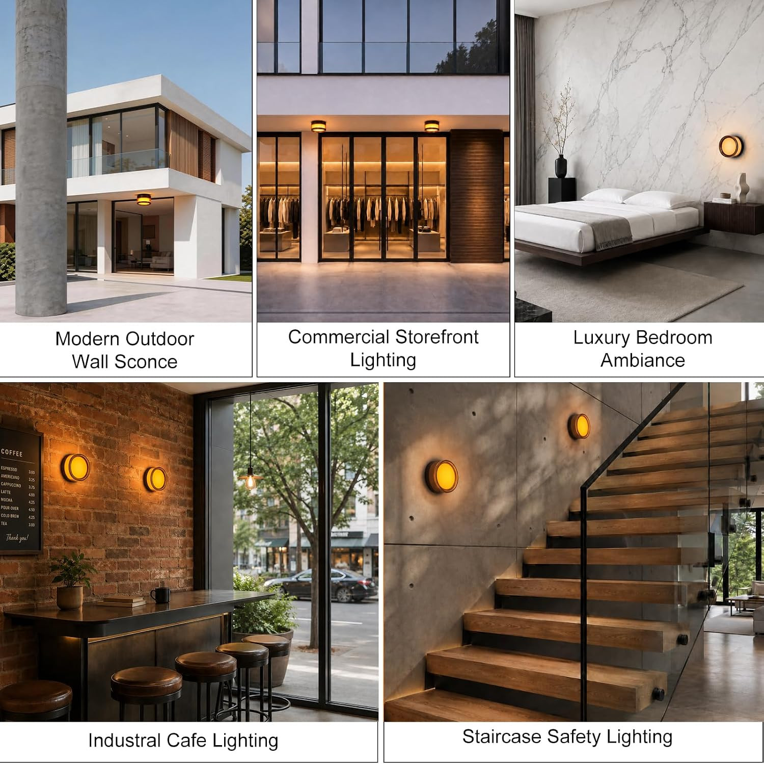 Amber Orange LED Wall Sconces Set of 2, 3000K Warm White, Waterproof