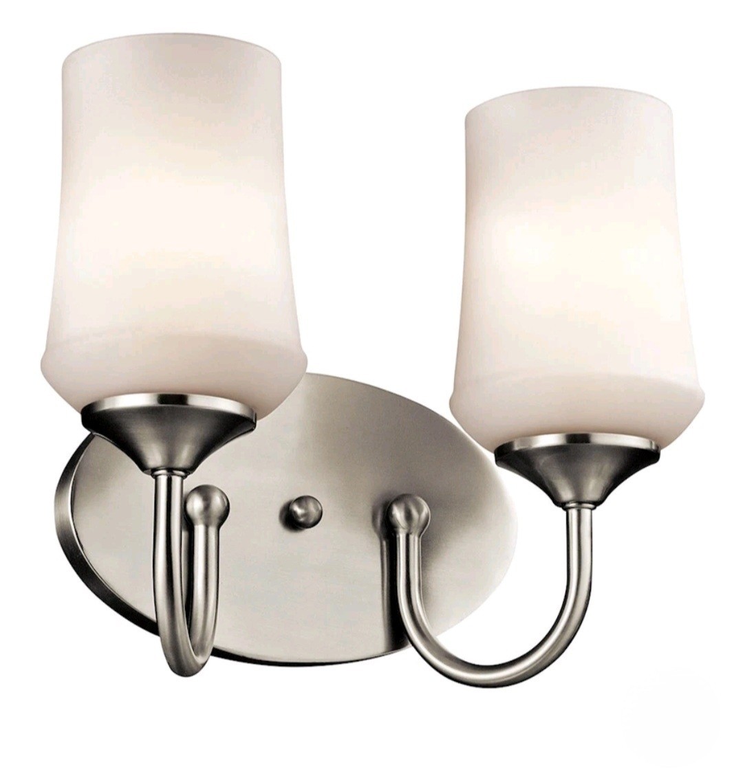 Kichler 45569 Nickel Aubrey 13″W 2-Light Bathroom Vanity Light