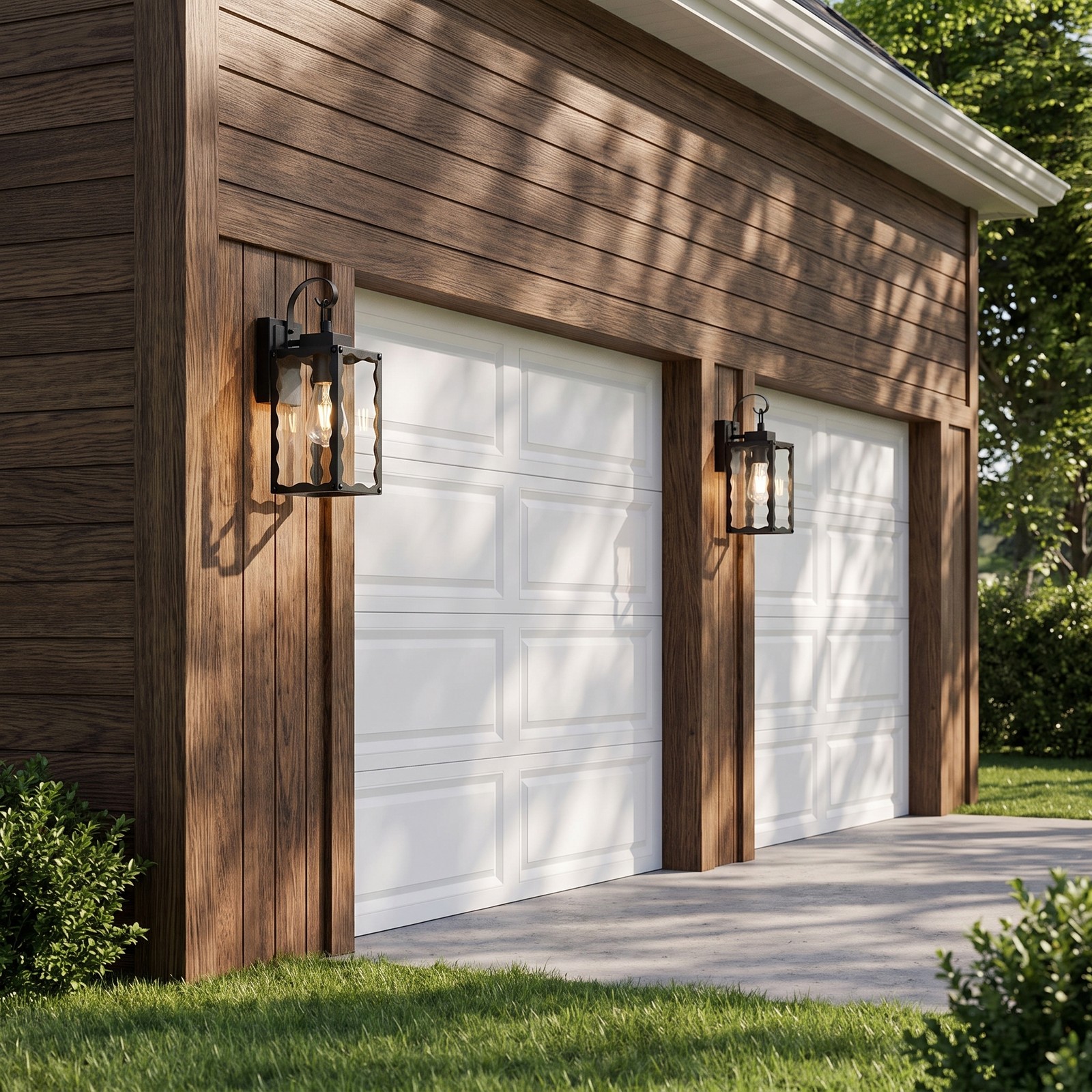 2 Pack 15″ Outdoor Black Wall Light Glass Porch Exterior Mount Sconce Fixture