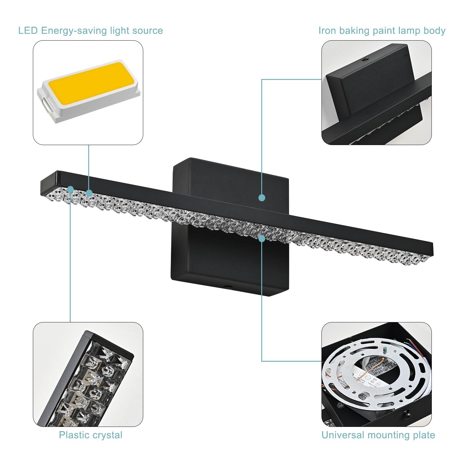 ZHUOER Modern LED Bathroom Vanity Lighting Fixtures Over Mirror 16inch 8W Mod…