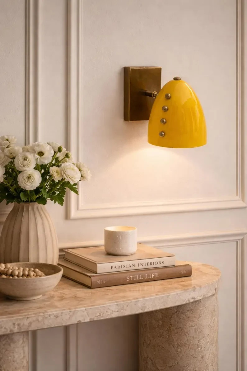 Wall Sconce Brass Wall Light Luxury Modern Yellow Wall Lamp Handmade Scone
