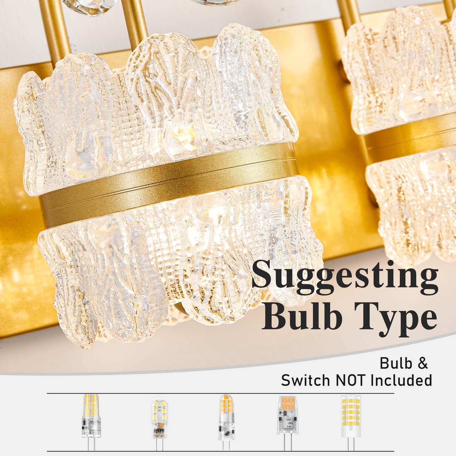 DIAMONDFORGE 4-Light Gold Bathroom Vanity Light, Acrylic Shades