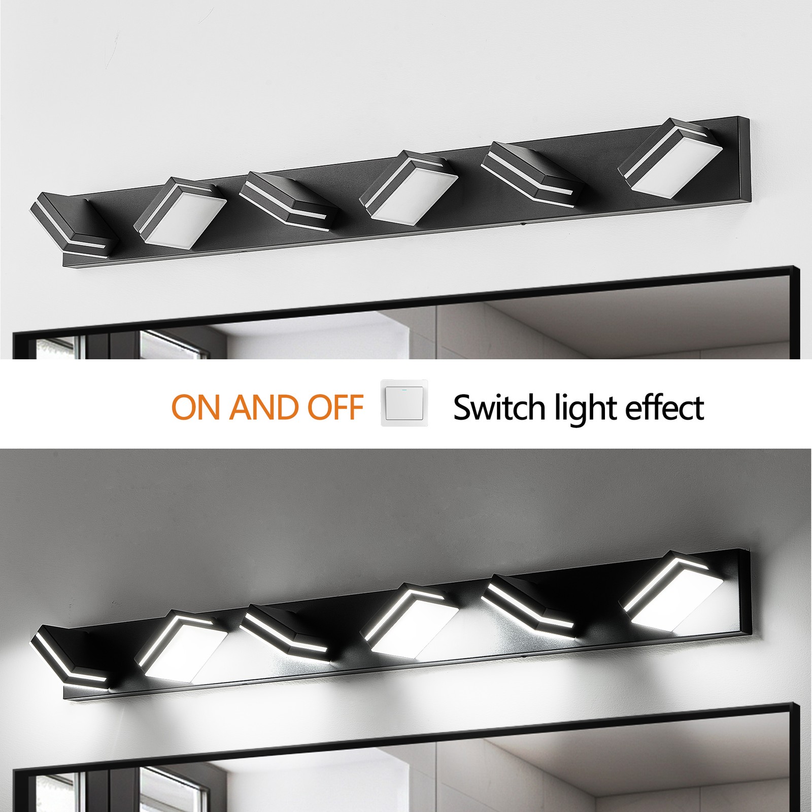 LED 47» Vanity 6 Light Modern Matte Black for Bathroom Mirror Wall Lamp Fixture