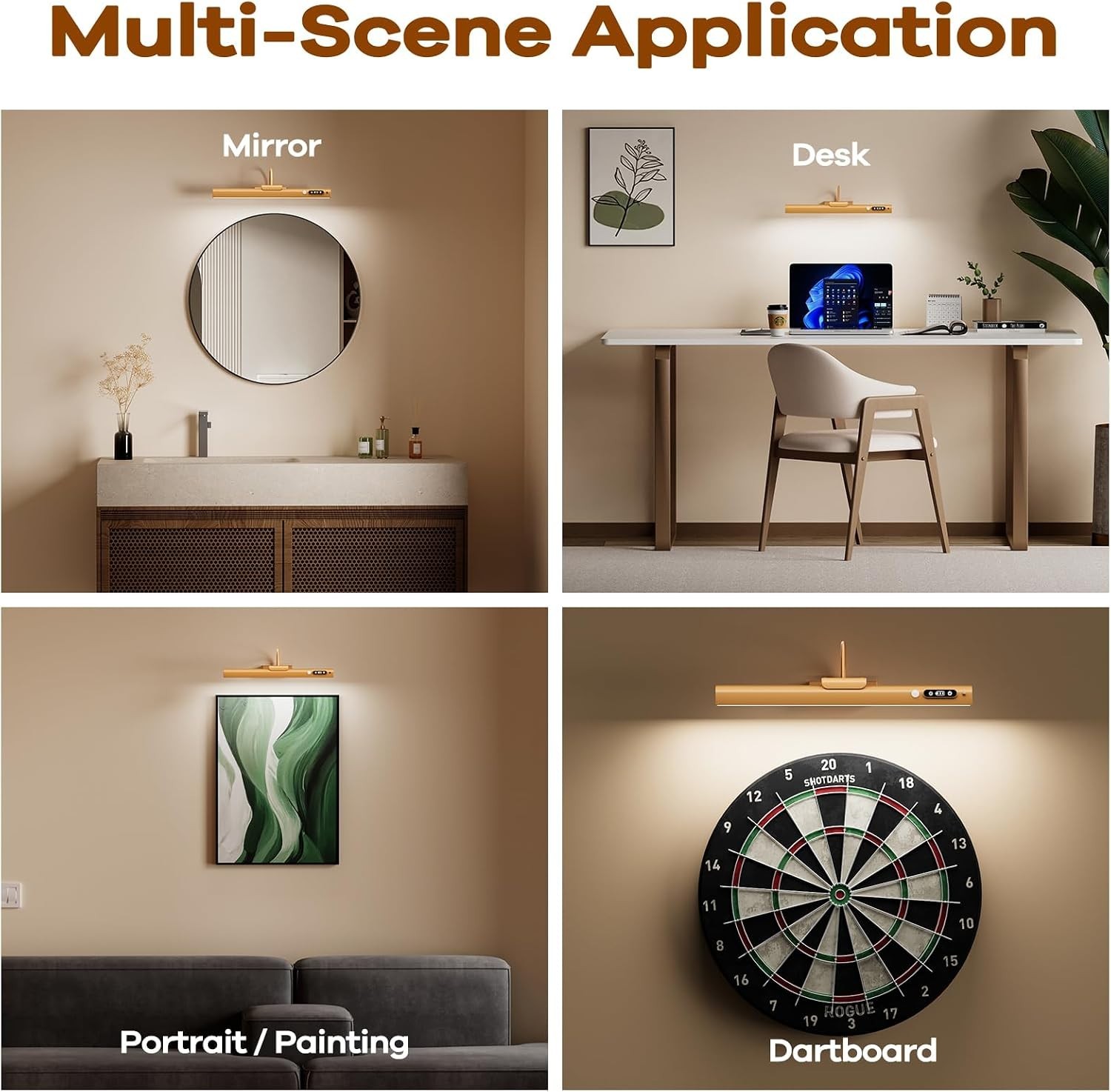 15.7» Picture Lights for Wall with Motion Sensor & 9000Mah Rechargeable Battery