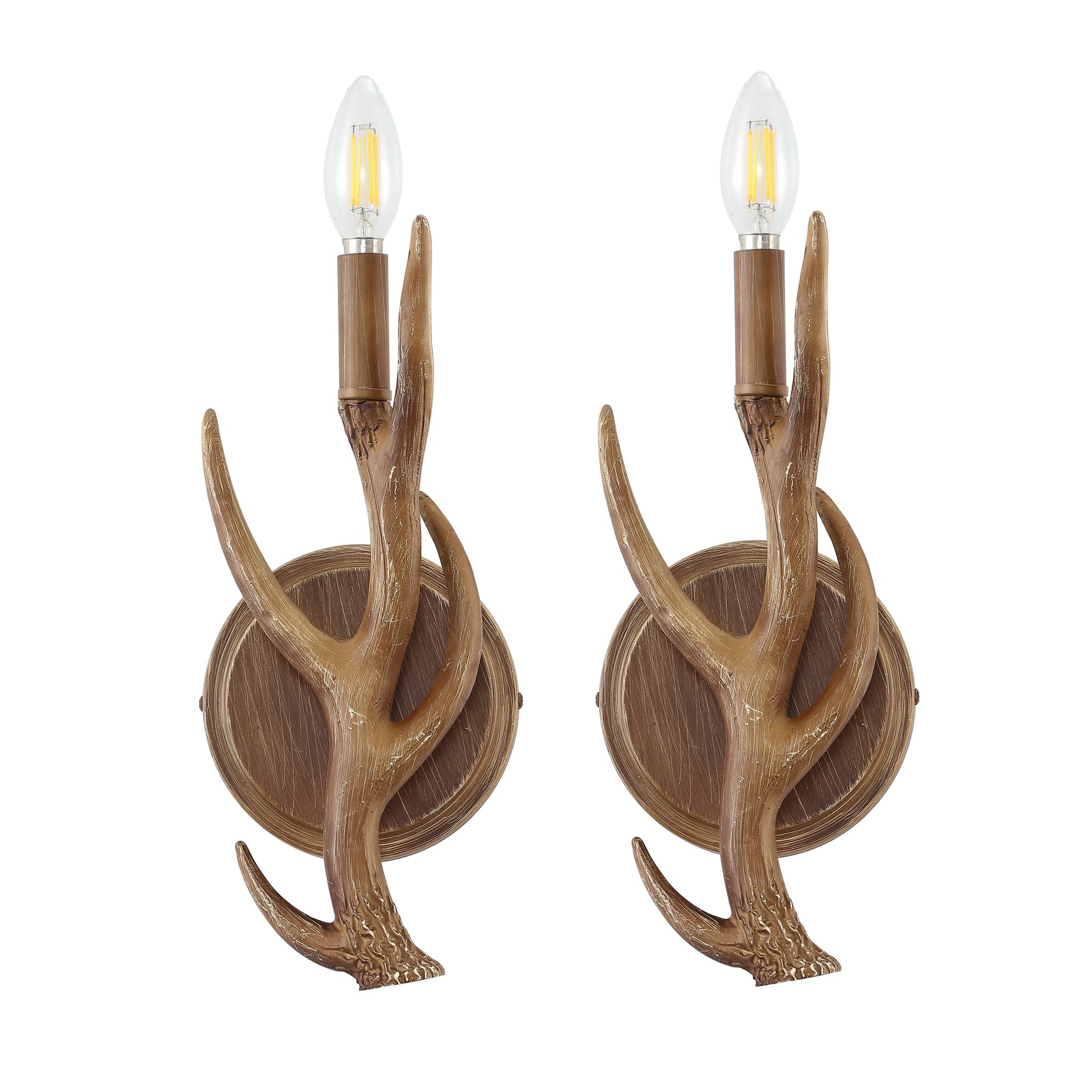 Cody 5.5″ 1-Light Southwestern Bohemian Resin/Iron Faux Antler LED Sconce, Brown