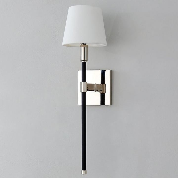 New Ralph Lauren Adjustable Wall Sconce Light in Black Leather & Silver 20–27″H