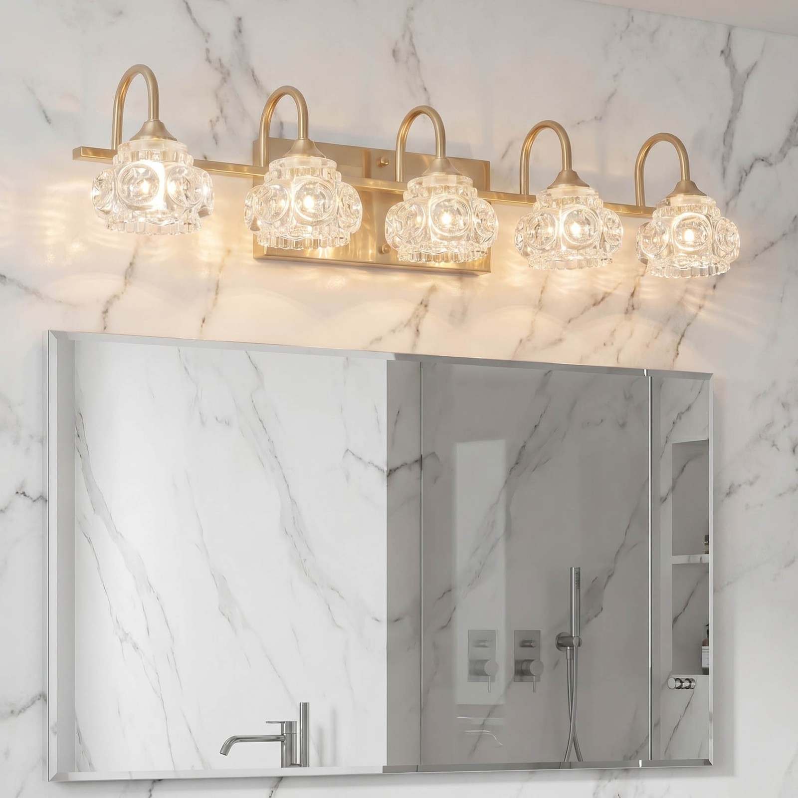 29″ Crystal Vanity Light Bathroom Mirror Gold Wall Lamp Vintage Sconce Fixture