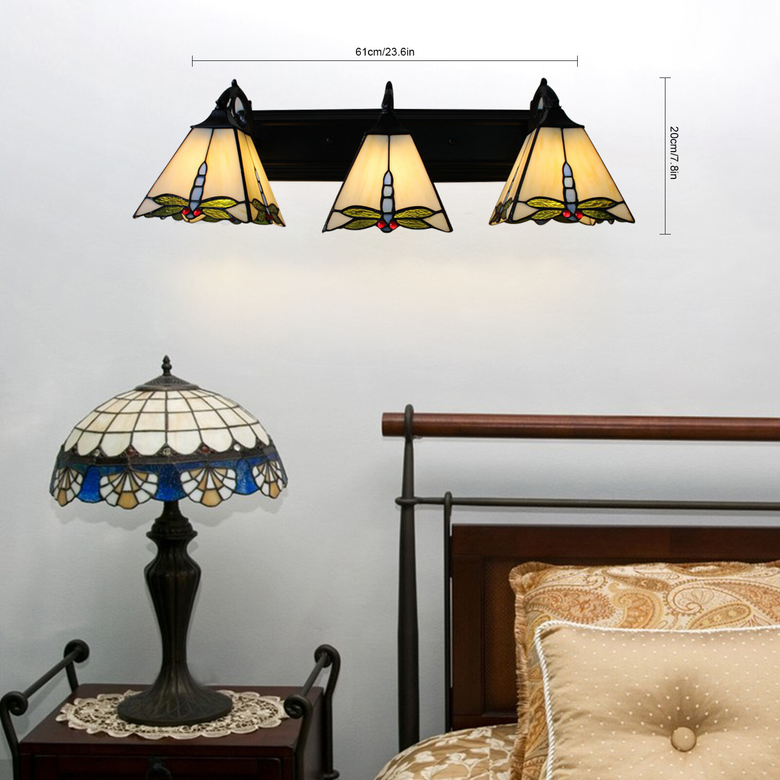 Light Fixtures Wall Sconce Lamp Tiffany Style Vintage Stained Glass Wall Mounted