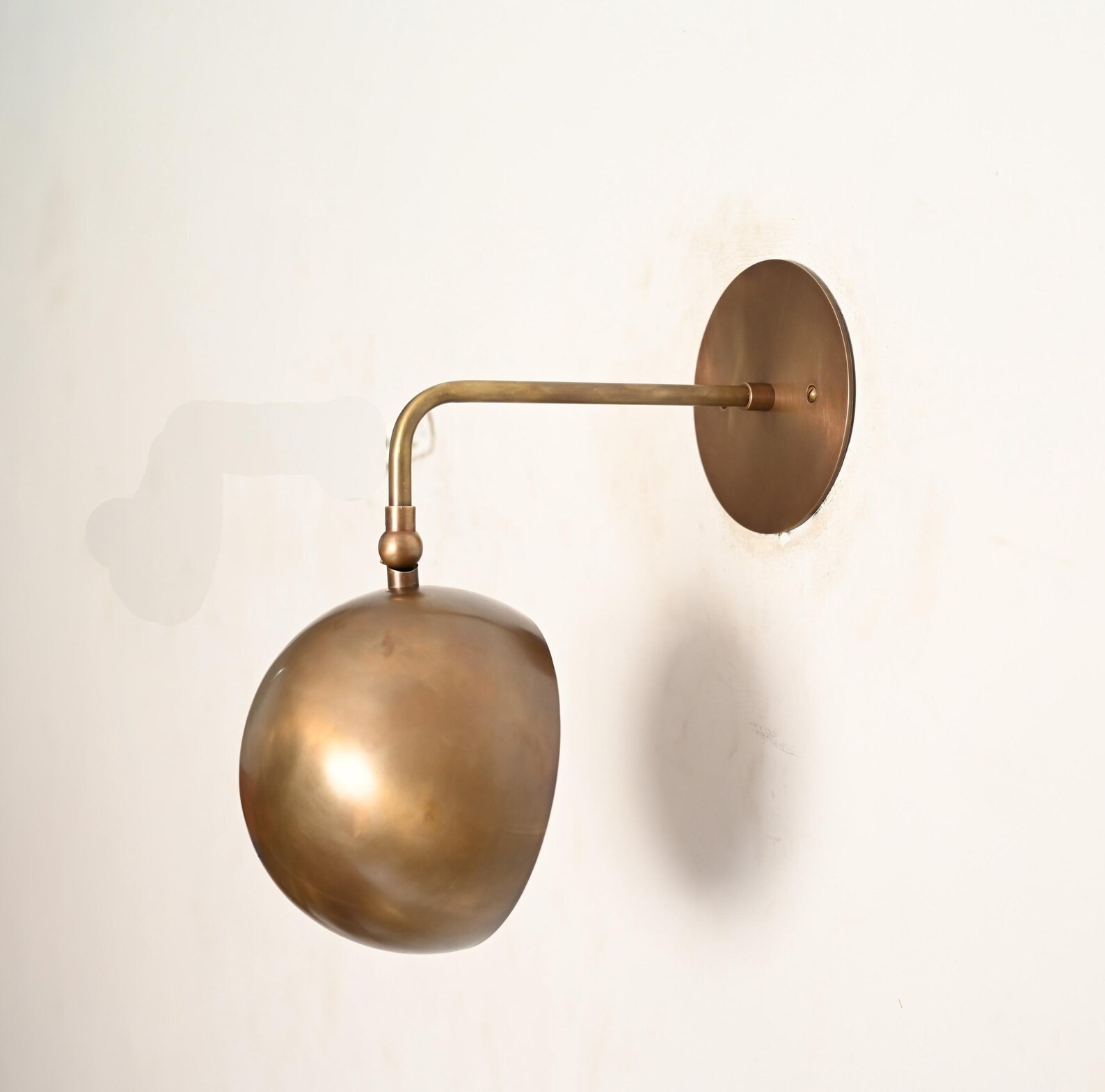 Mid-Century Modern Raw Brass Wall Sconce Single Handmade Wall Lamp