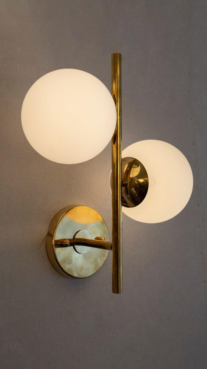 Handmade Italian Brass Wall Sconce Handmade Glass Globe Wall Lamps