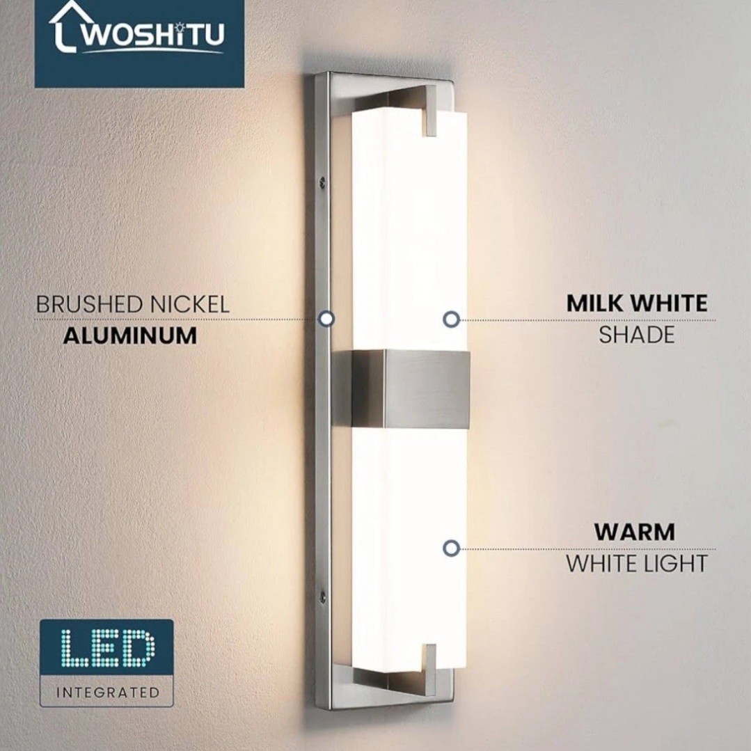 Set of 2 Nickel Wall Sconce Light Dimmable LED 3000K 24W Arcylic Sahde Indoor