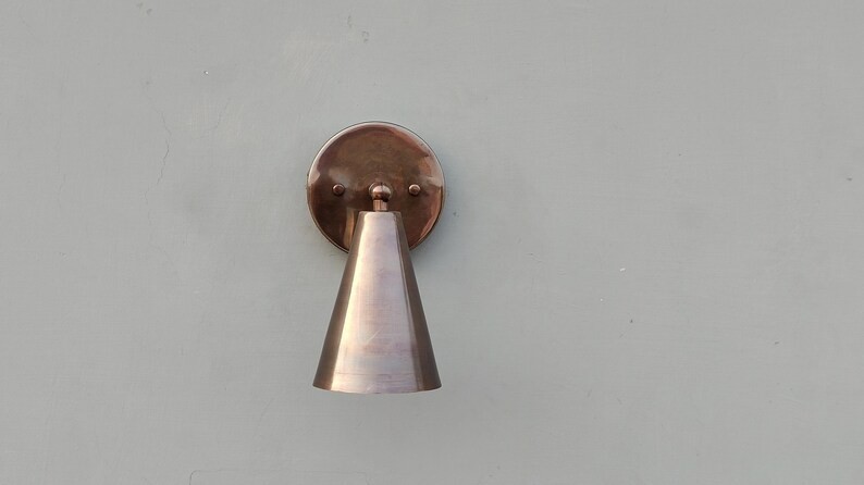 Handmade Brass Cone Wall Sconce: Mid Century Modern Italian Lighting