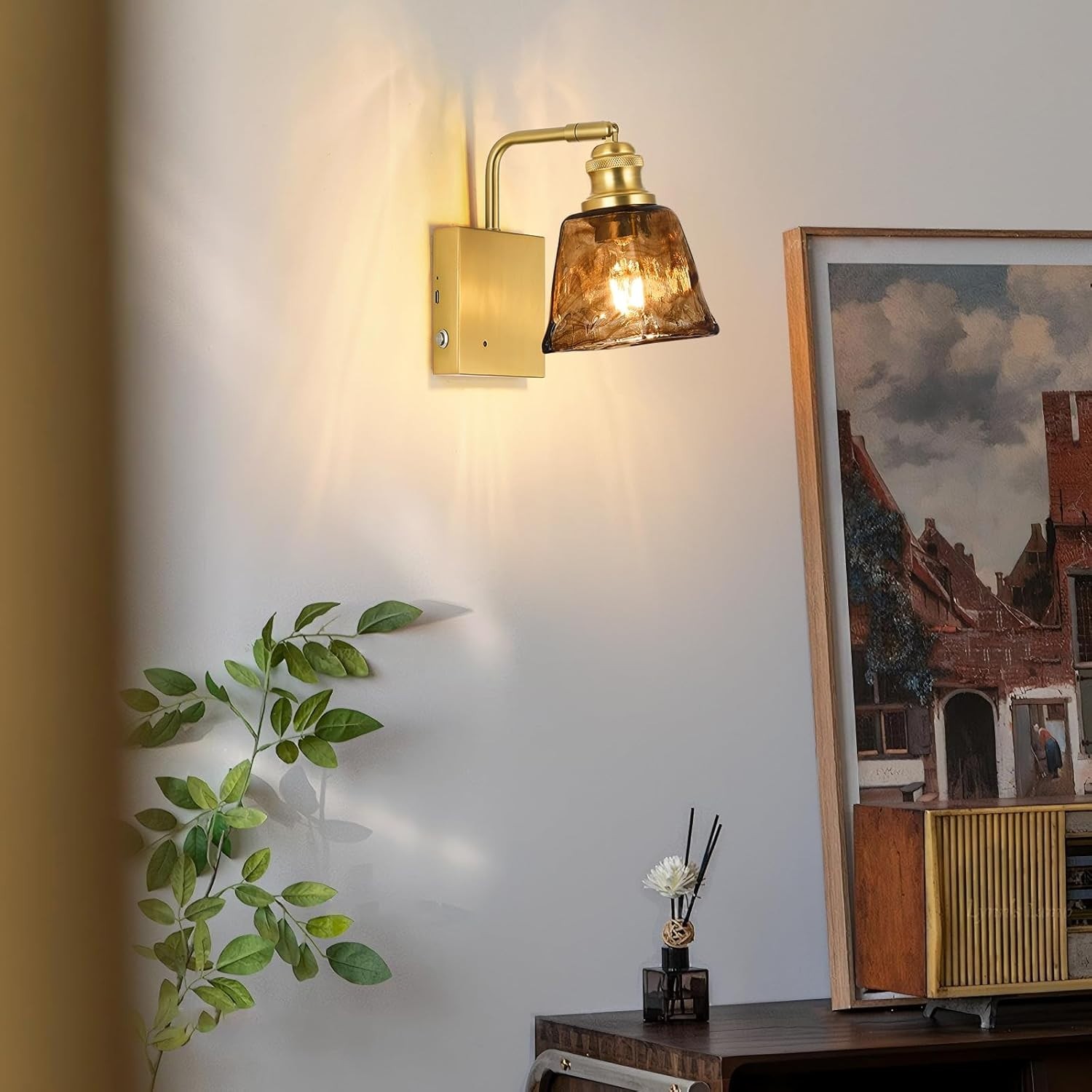 Sconce with Remote Control, Dimmable Wireless Amber SquareRechargeable Touch Con