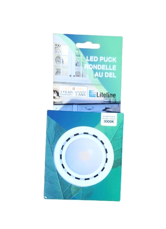 Liteline UCP-LED1-WH LED Under Cabinet Puck Light Warm White 3000K 130 Lumens