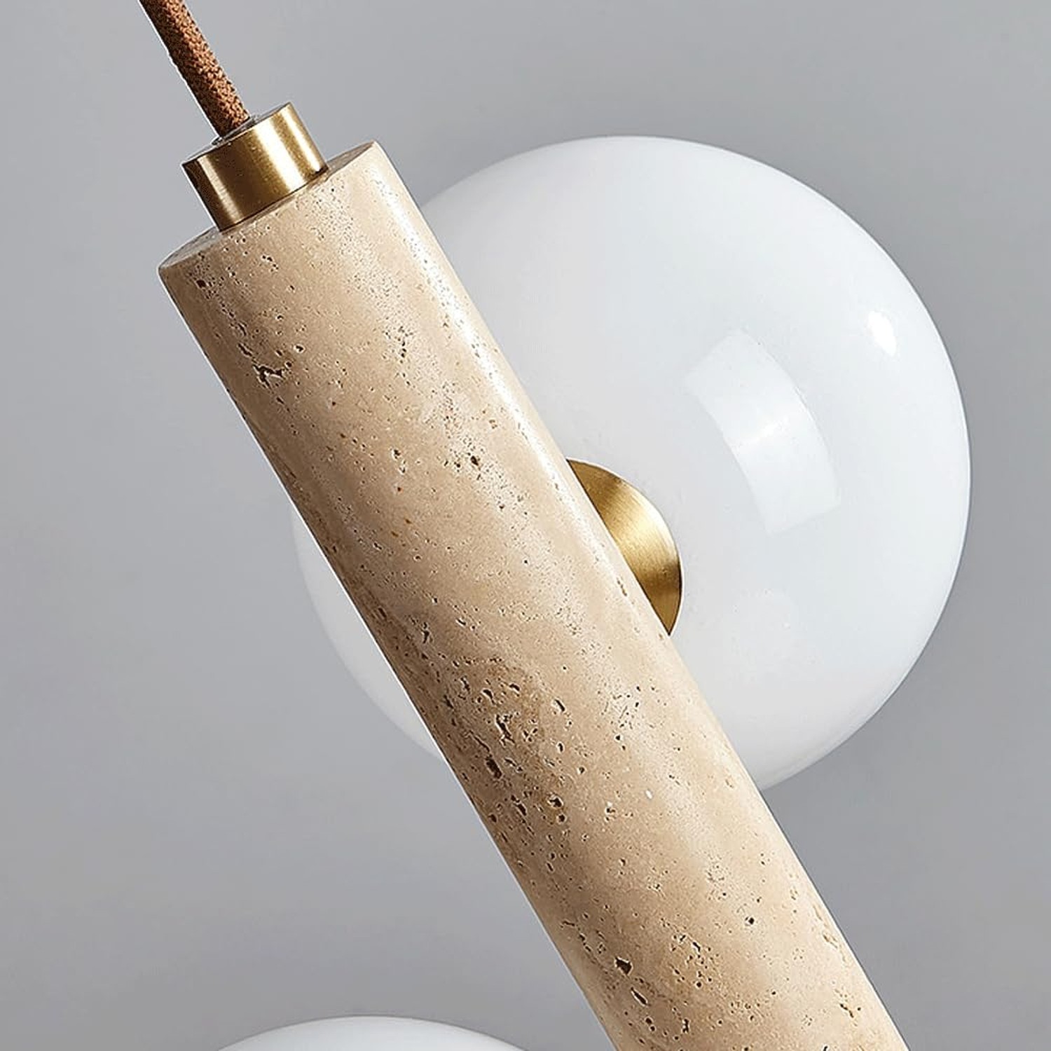 Modern Natural Yellow Cave Stone Pendant with Glass Shade Linear Chandelier, …
