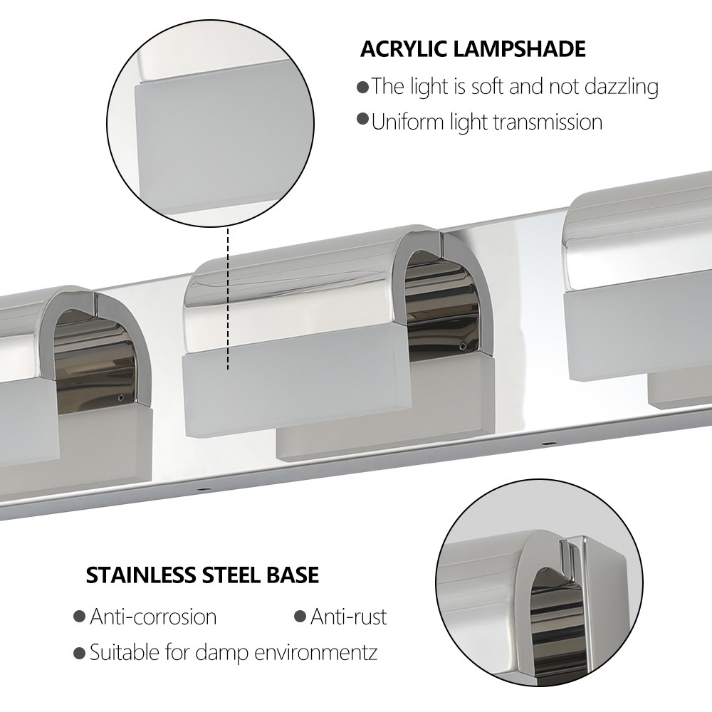 LED 22» Vanity 3 Light Polished Chrome for Bathroom Mirror Wall Lamp Fixture UL